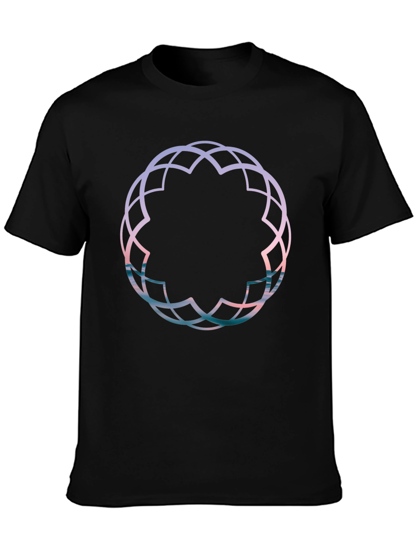Geometric Print Black Tee