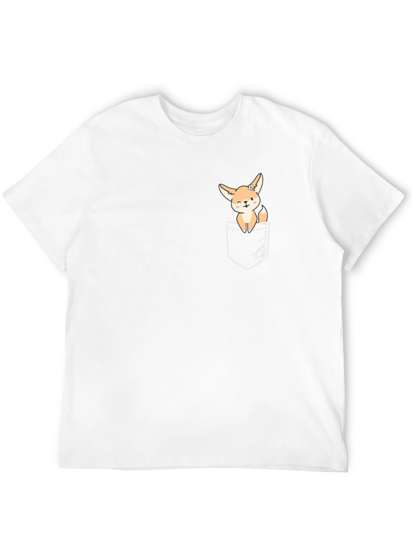 Cute Fennec Fox Pocket T-Shirt - Unisex Black Tee
