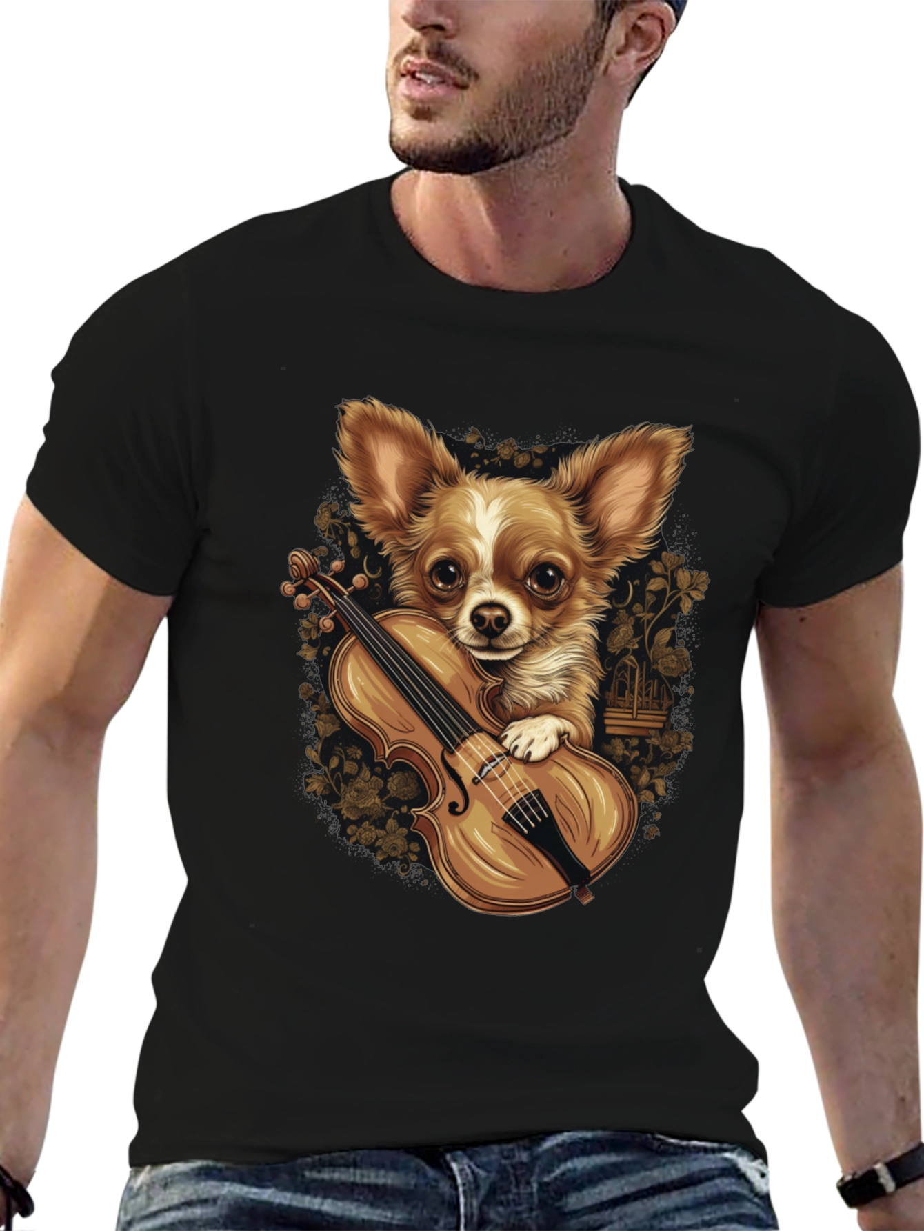 Chihuahua Violinist Graphic Tee - Unique Dog Lover Design