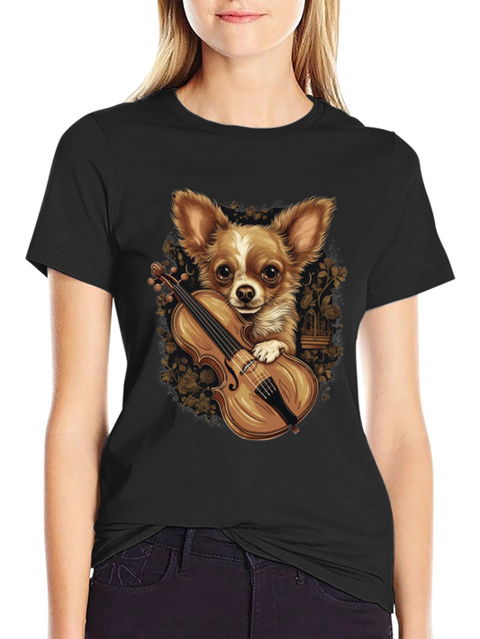 Chihuahua Violinist Graphic Tee - Unique Dog Lover Design