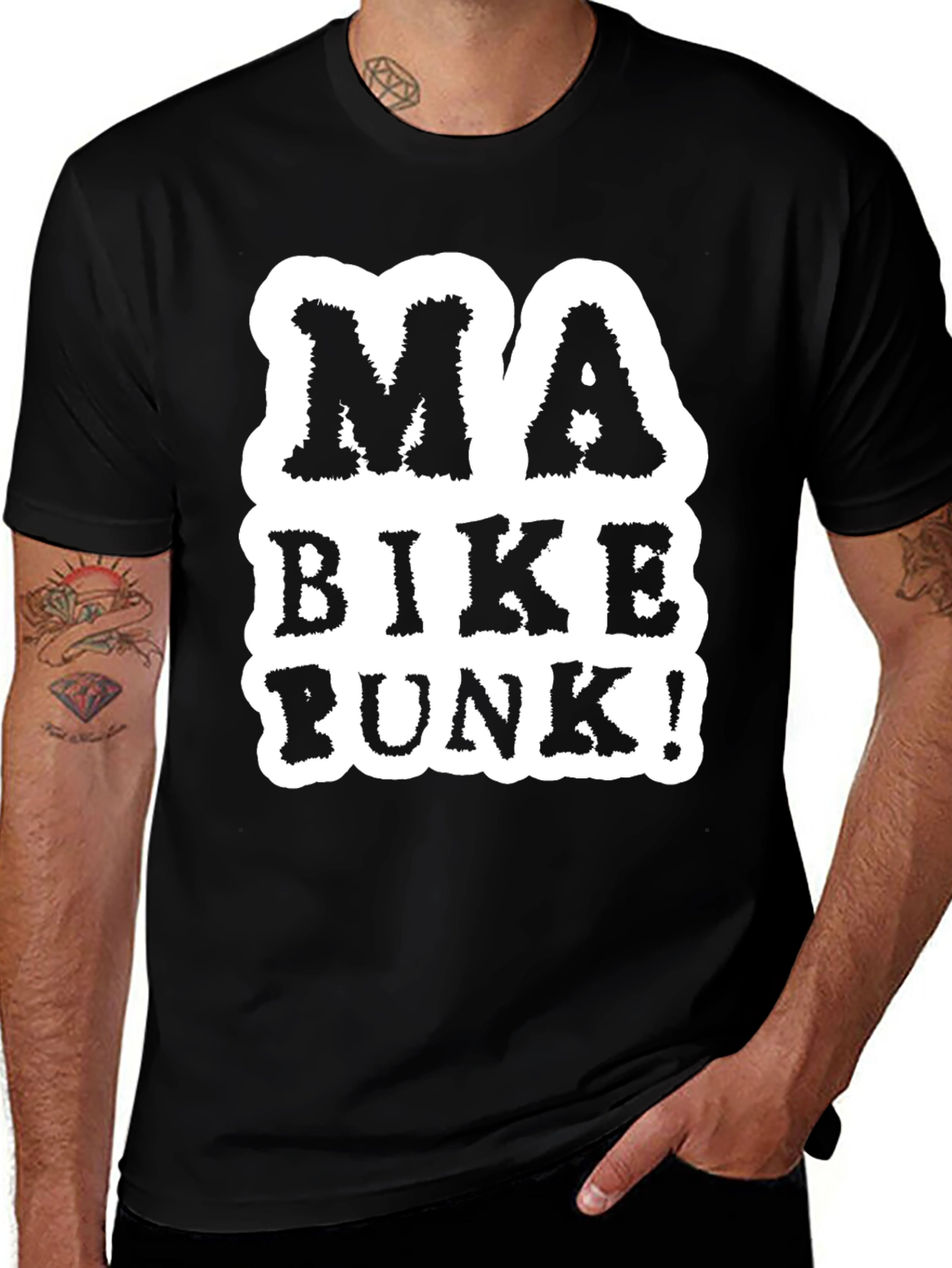 Ma Bike Punk! Black Graphic T-Shirt