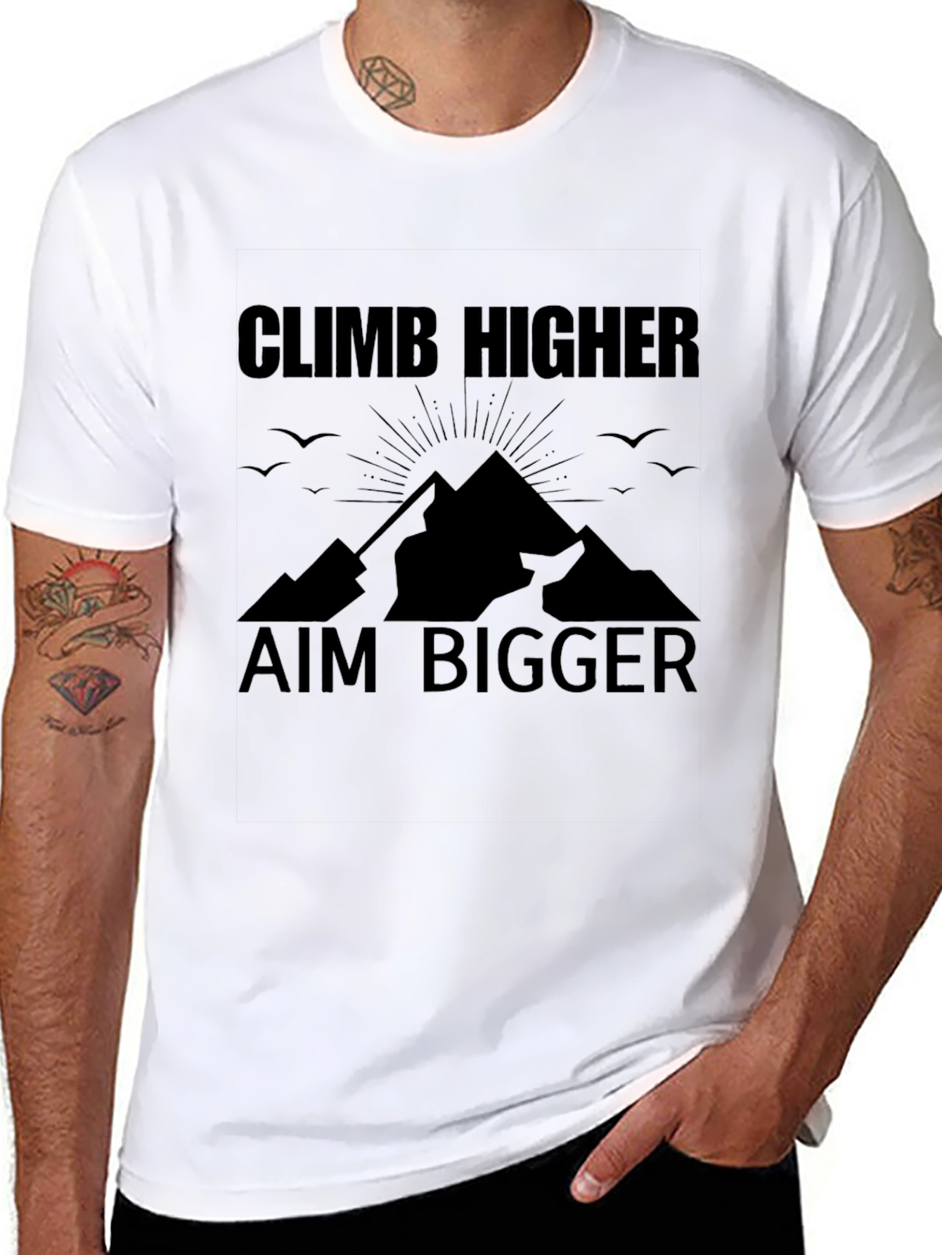 Climb Higher Aim Bigger Black T-Shirt