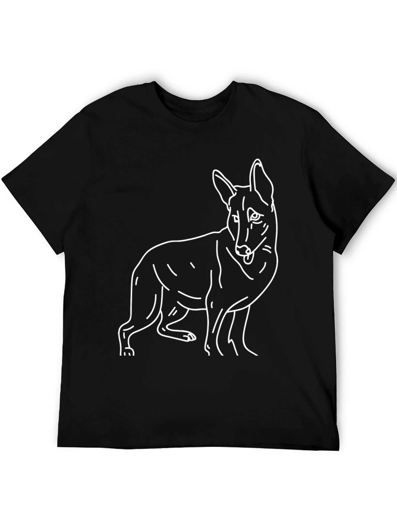 Dog Outline Graphic Tee - Black Cotton Blend T-Shirt