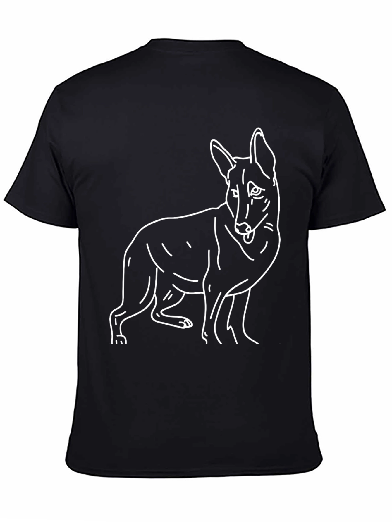 Dog Outline Graphic Tee - Black Cotton Blend T-Shirt