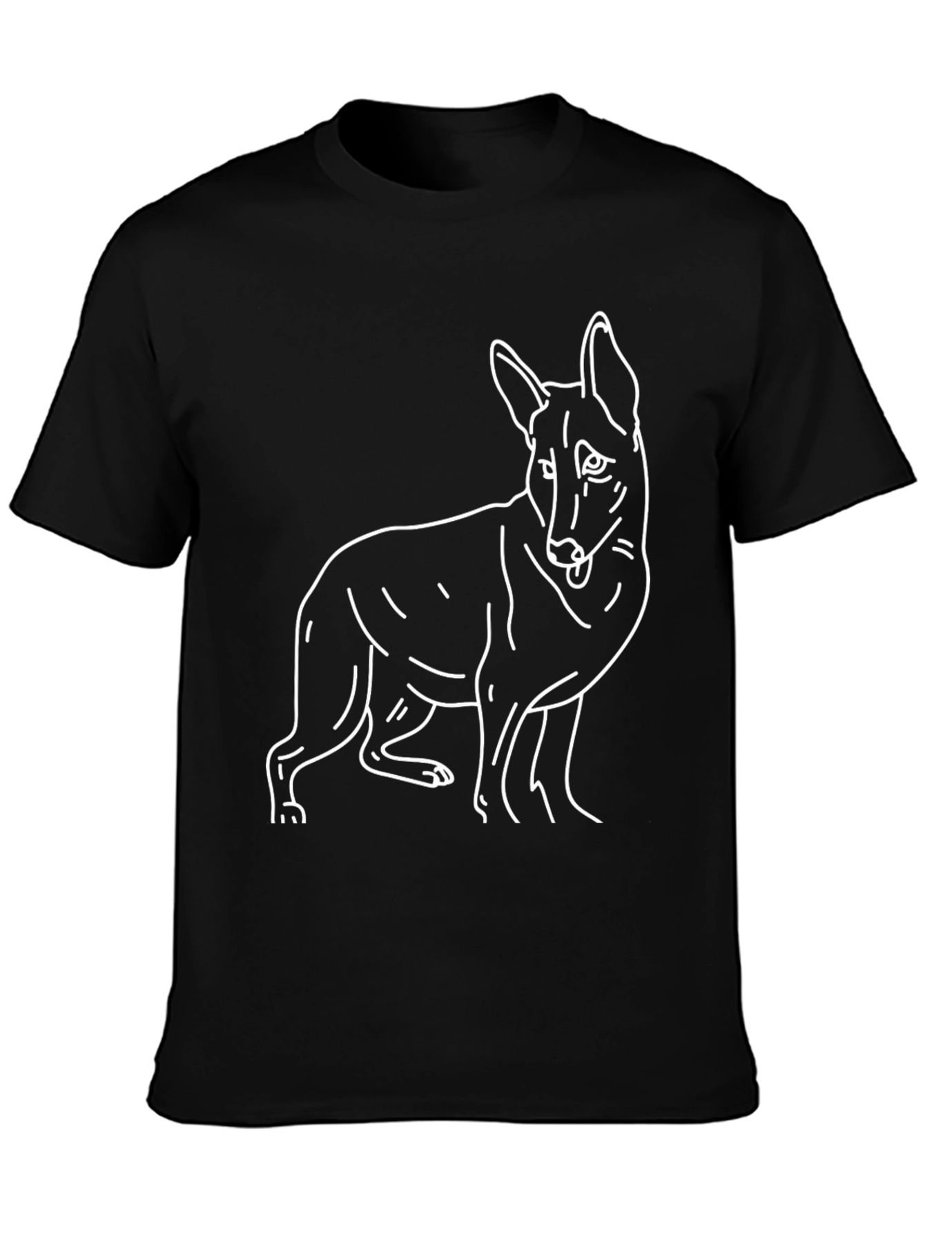Dog Outline Graphic Tee - Black Cotton Blend T-Shirt