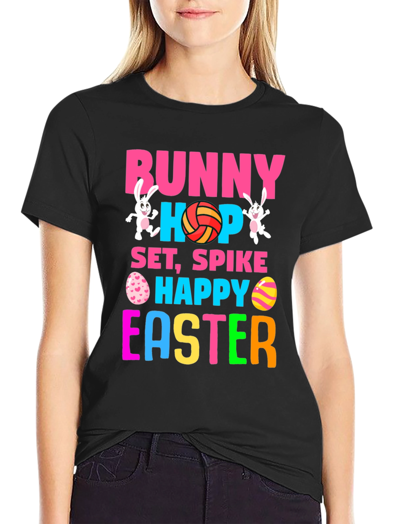 Bunny Hop Volleyball Easter T-Shirt