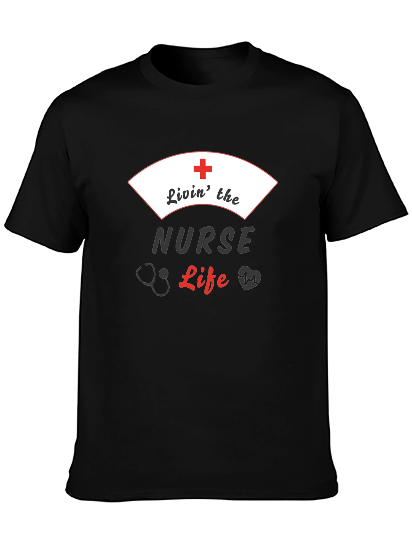 Livin the Nurse Life Black Graphic Tee