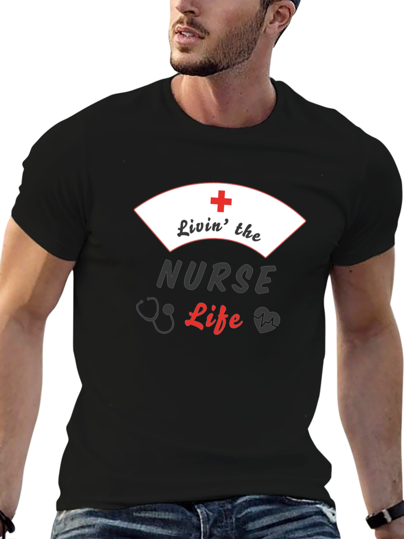 Livin the Nurse Life Black Graphic Tee