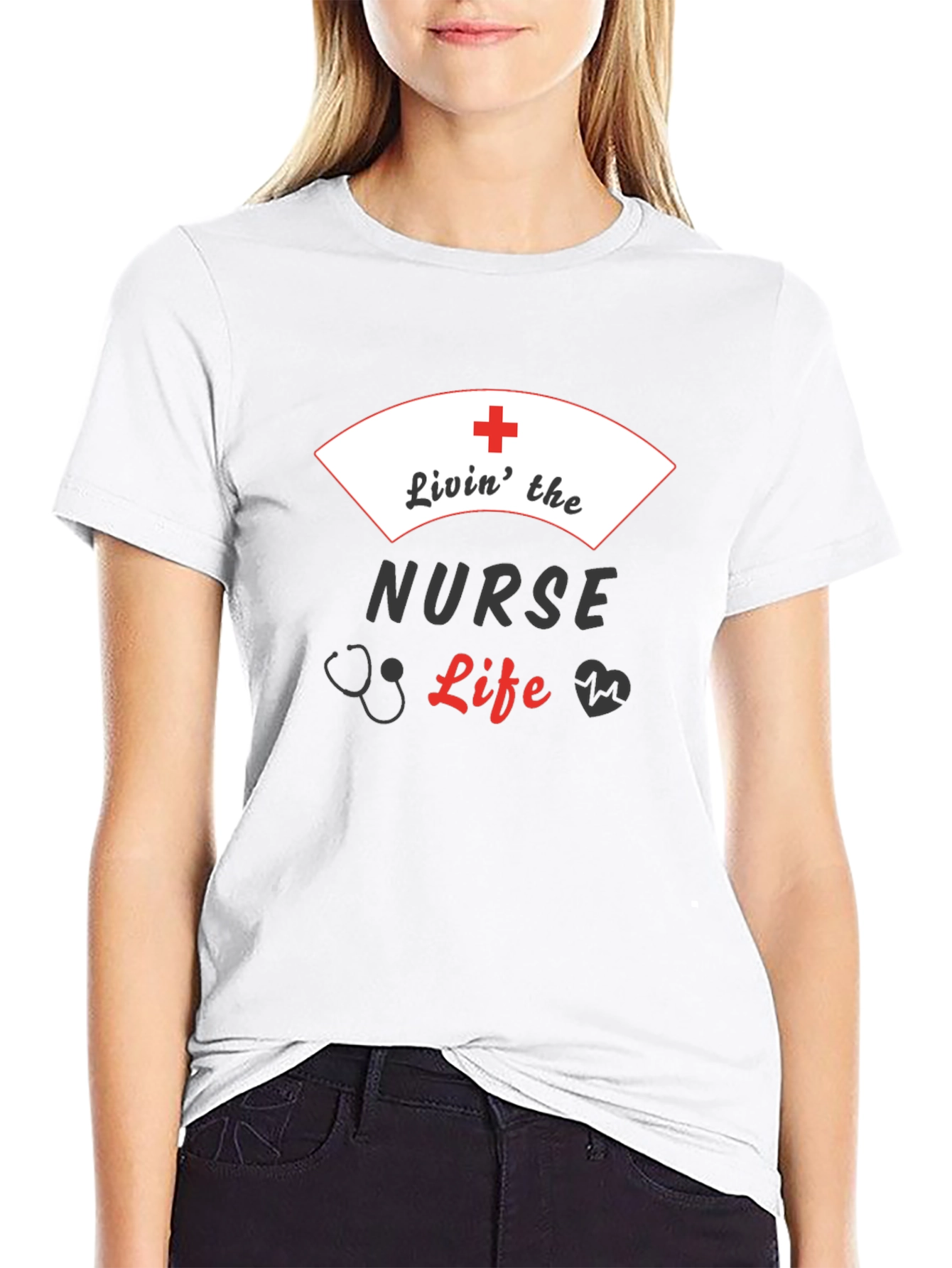 Livin the Nurse Life Black Graphic Tee