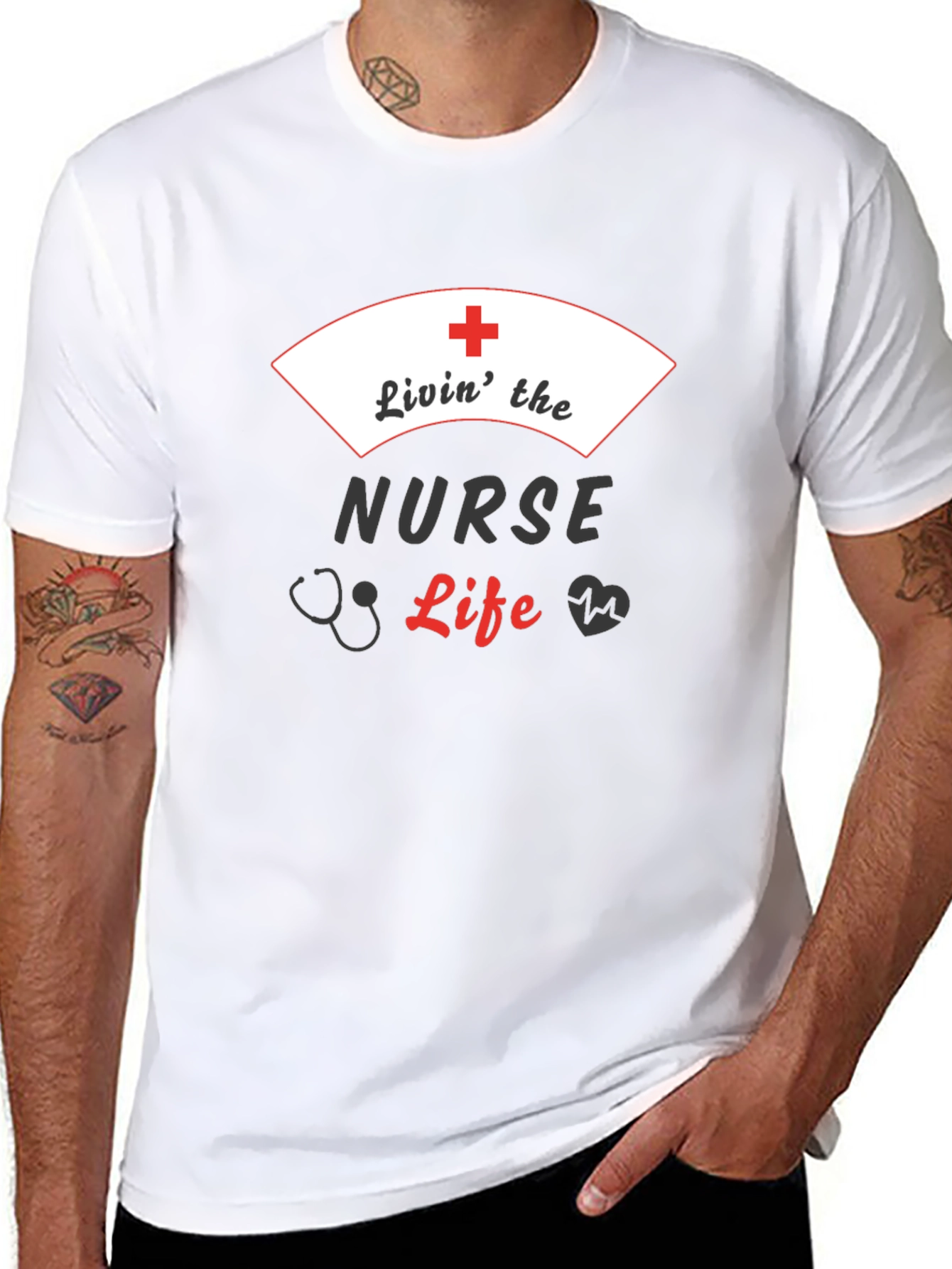 Livin the Nurse Life Black Graphic Tee