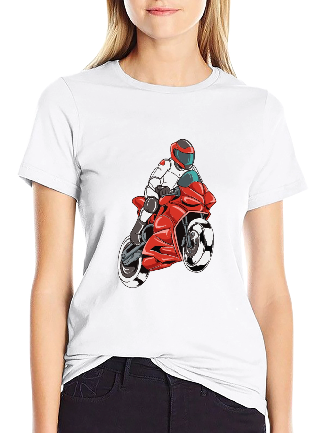 Motorcycle Rider Graphic Tee - Black