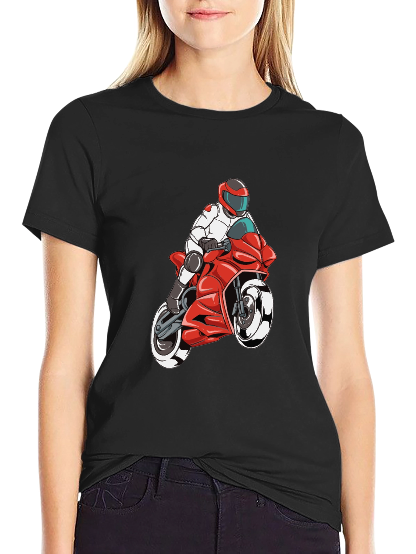 Motorcycle Rider Graphic Tee - Black