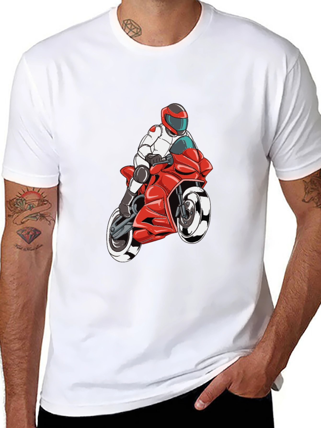 Motorcycle Rider Graphic Tee - Black