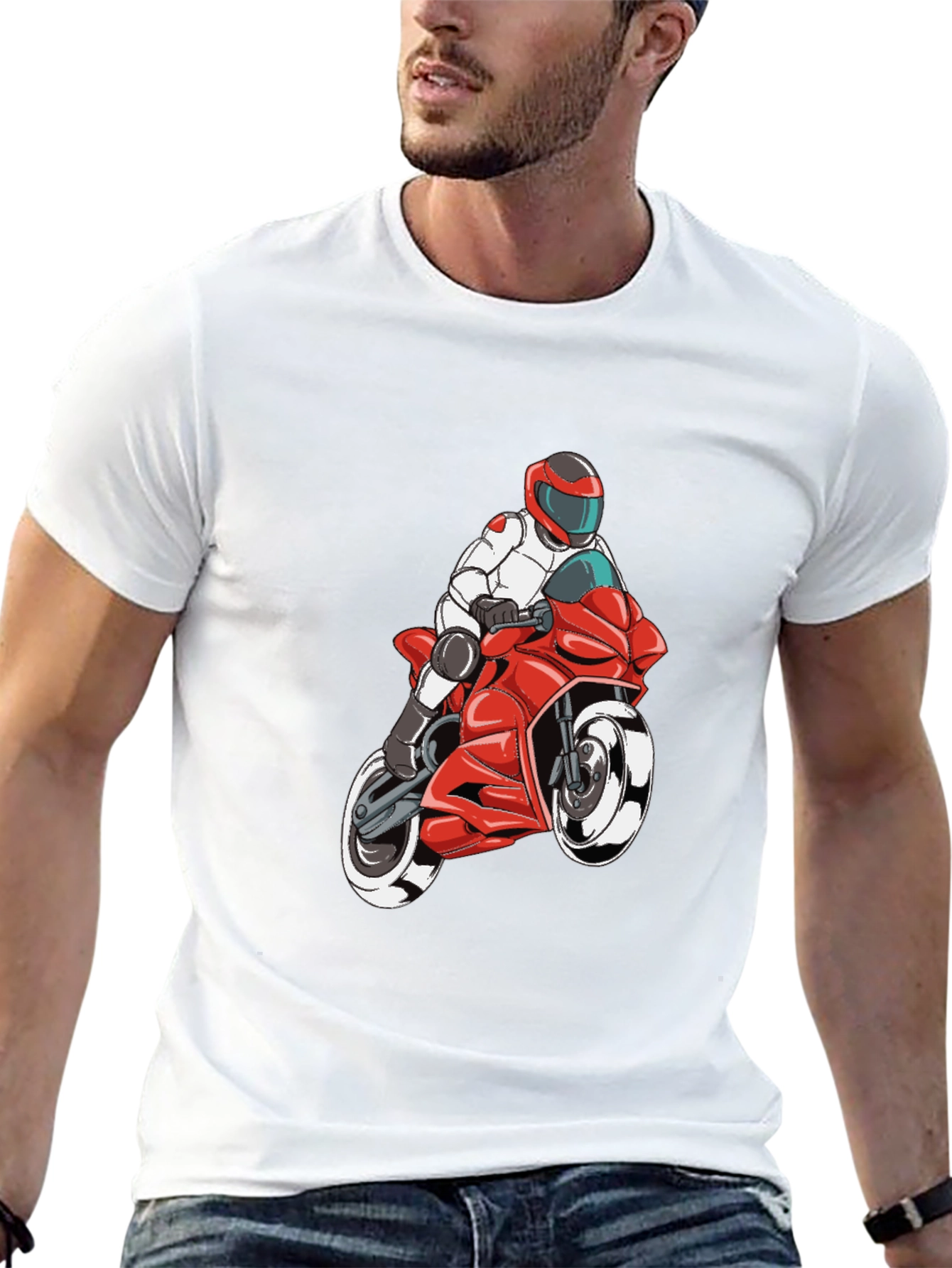 Motorcycle Rider Graphic Tee - Black