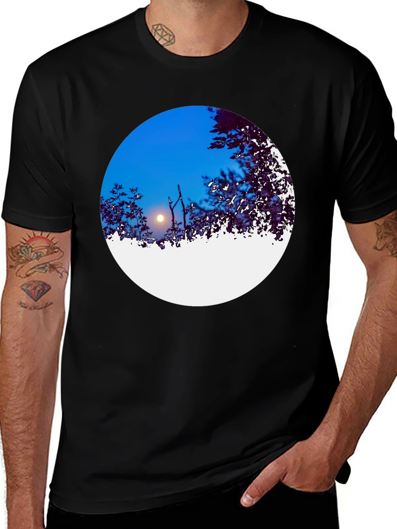 Night Sky Circle Graphic Tee - Black