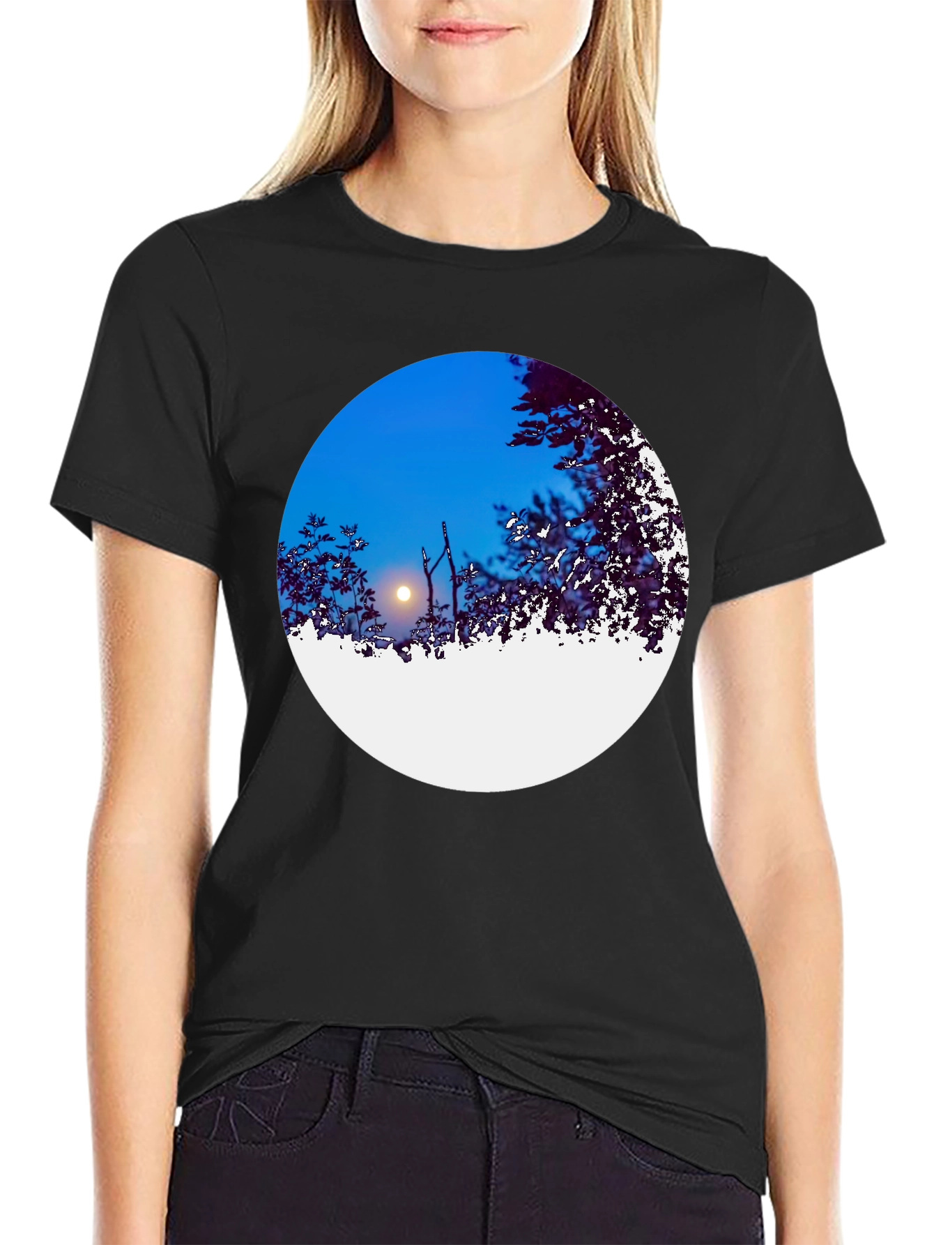 Night Sky Circle Graphic Tee - Black