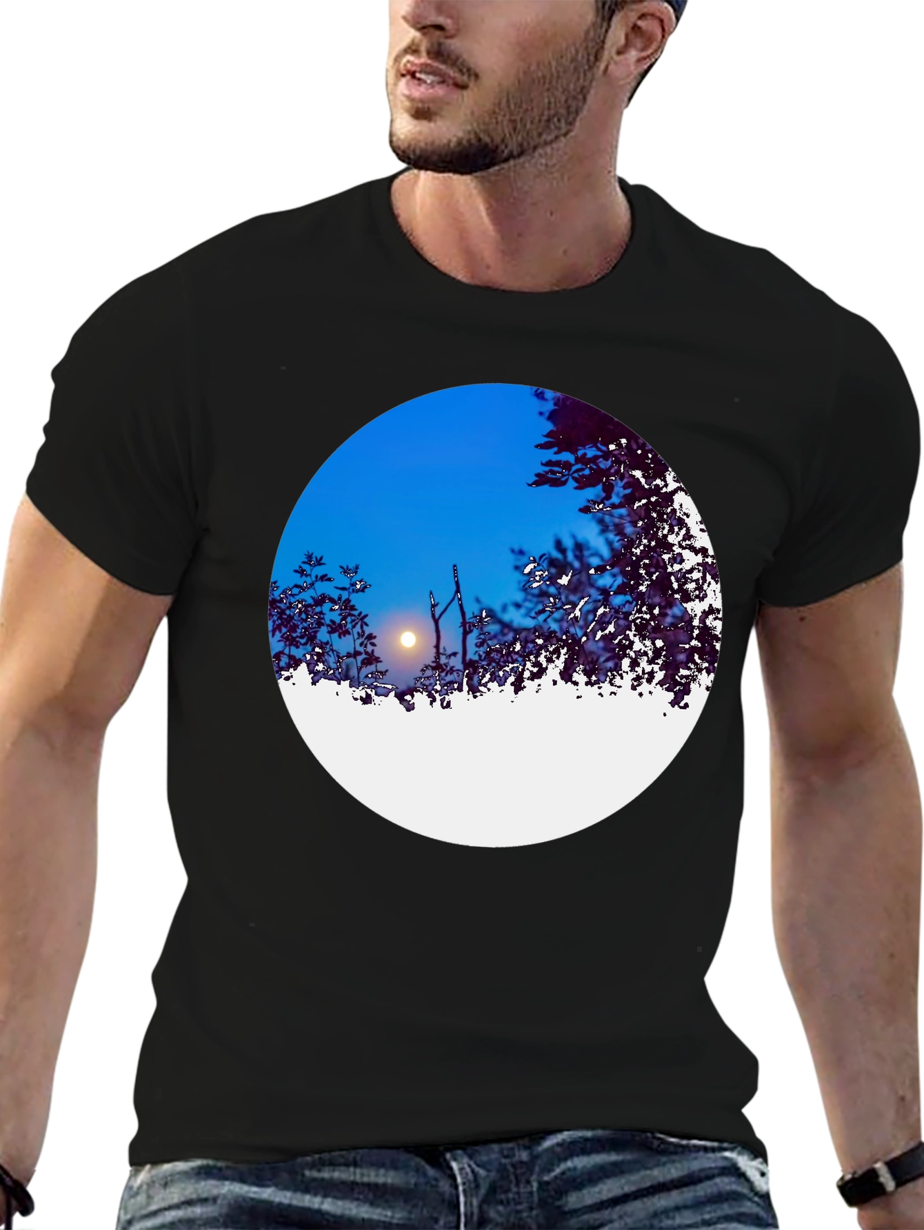 Night Sky Circle Graphic Tee - Black
