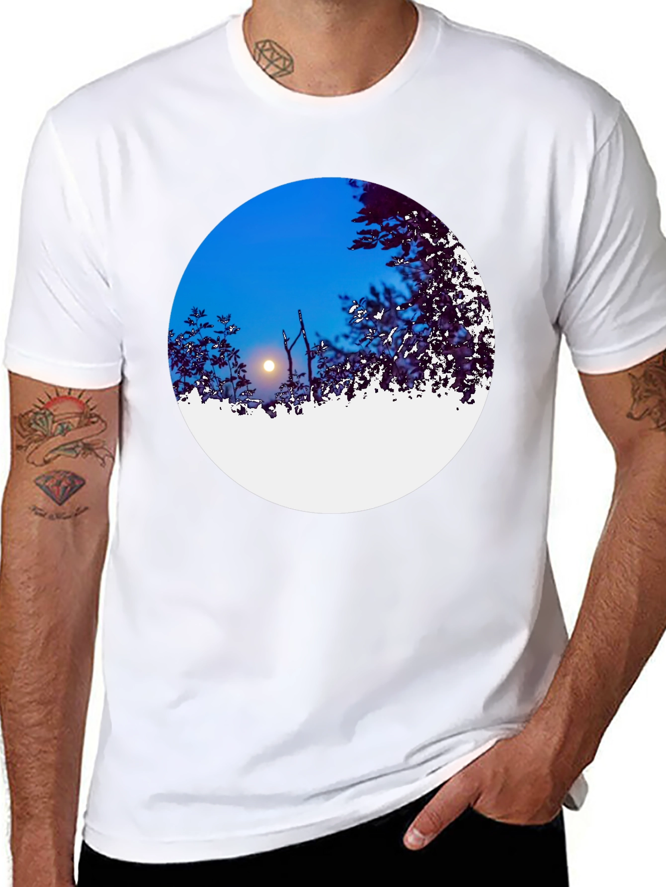 Night Sky Circle Graphic Tee - Black