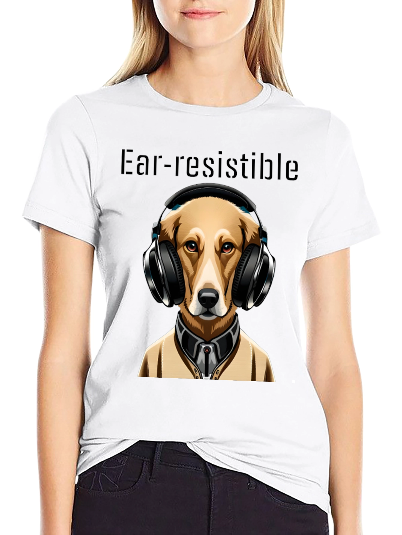 Ear-resistible Dog Headphones Graphic Tee