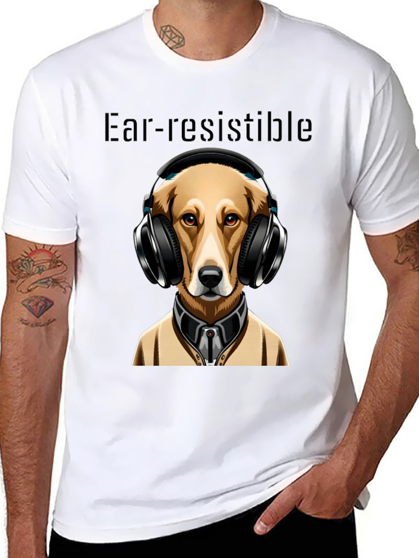 Ear-resistible Dog Headphones Graphic Tee