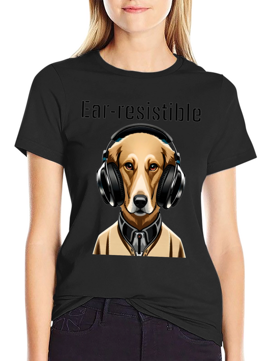 Ear-resistible Dog Headphones Graphic Tee