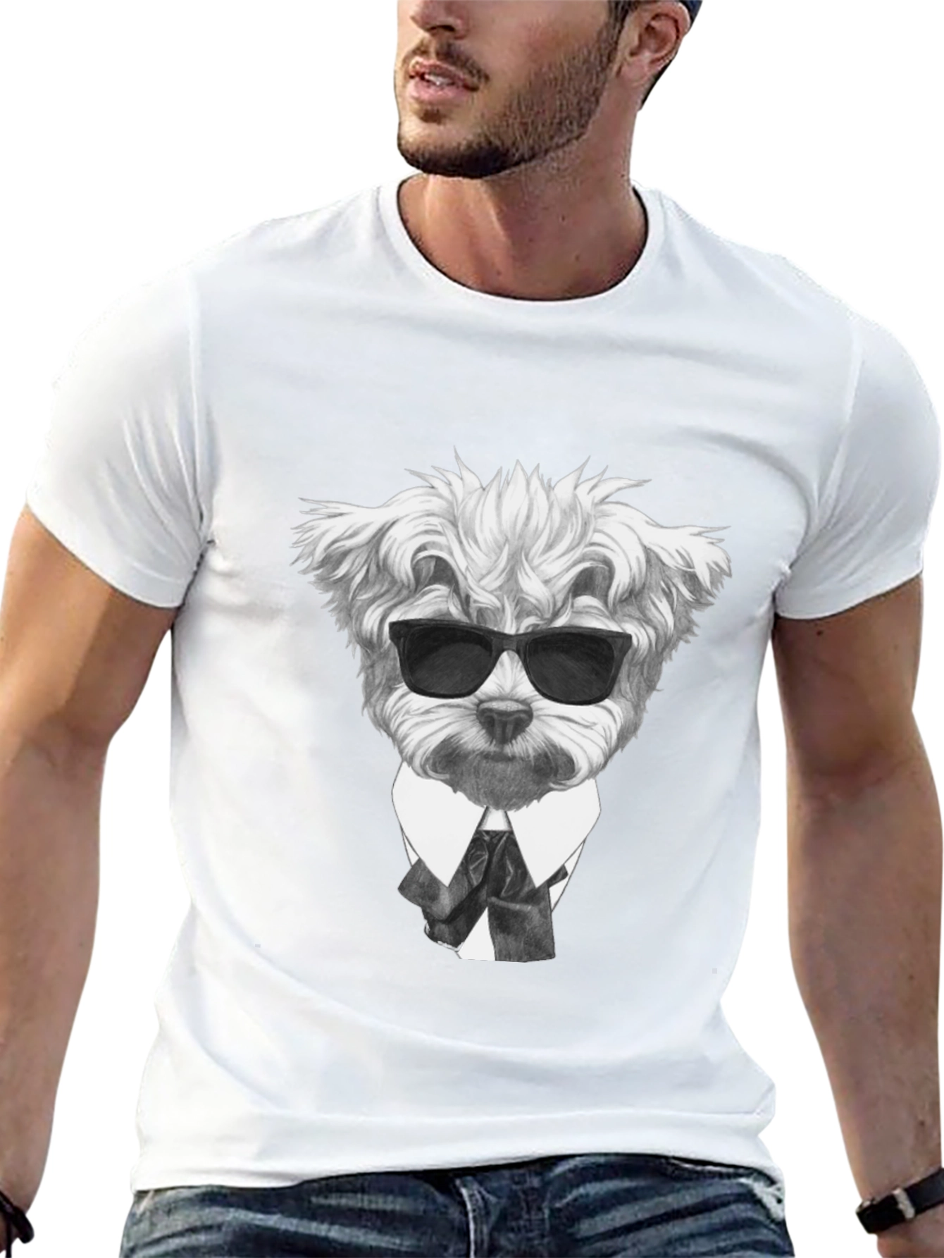 Dog in Suit Graphic T-Shirt - Cool Canine Style