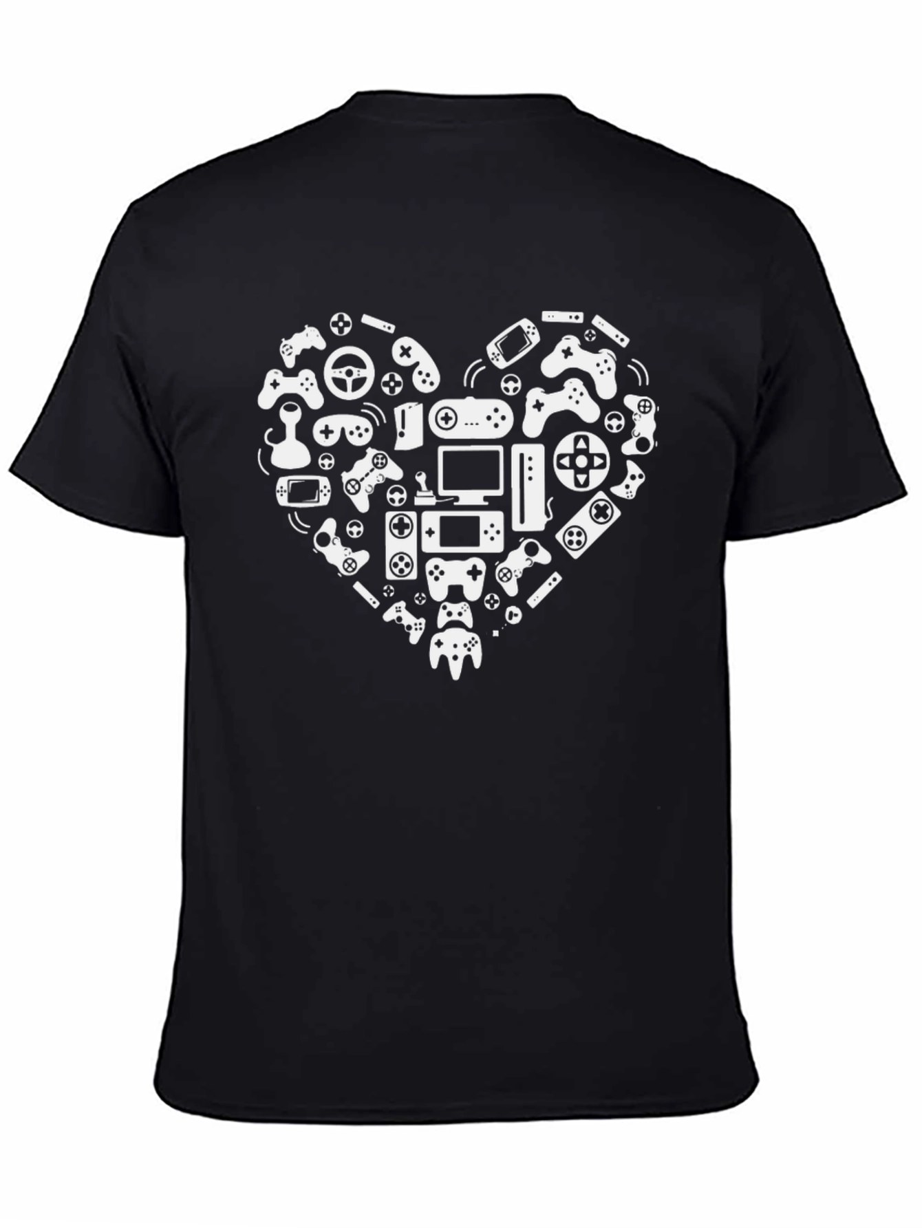 Gamer Heart Graphic T-Shirt - Black Cotton Tee