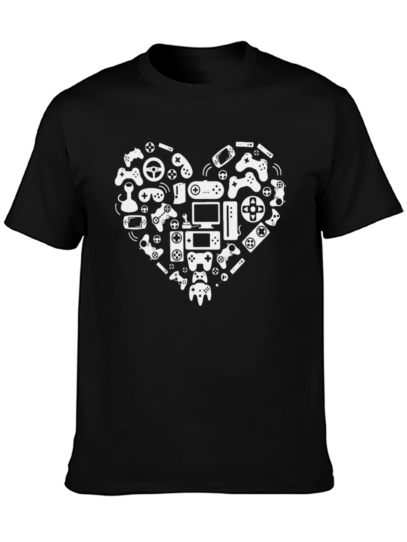 Gamer Heart Graphic T-Shirt - Black Cotton Tee