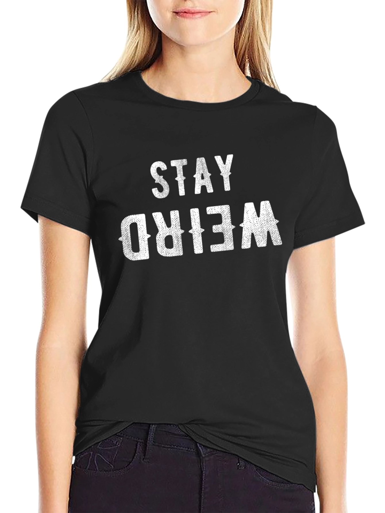 Stay Weird Graphic T-Shirt - Black Cotton Tee