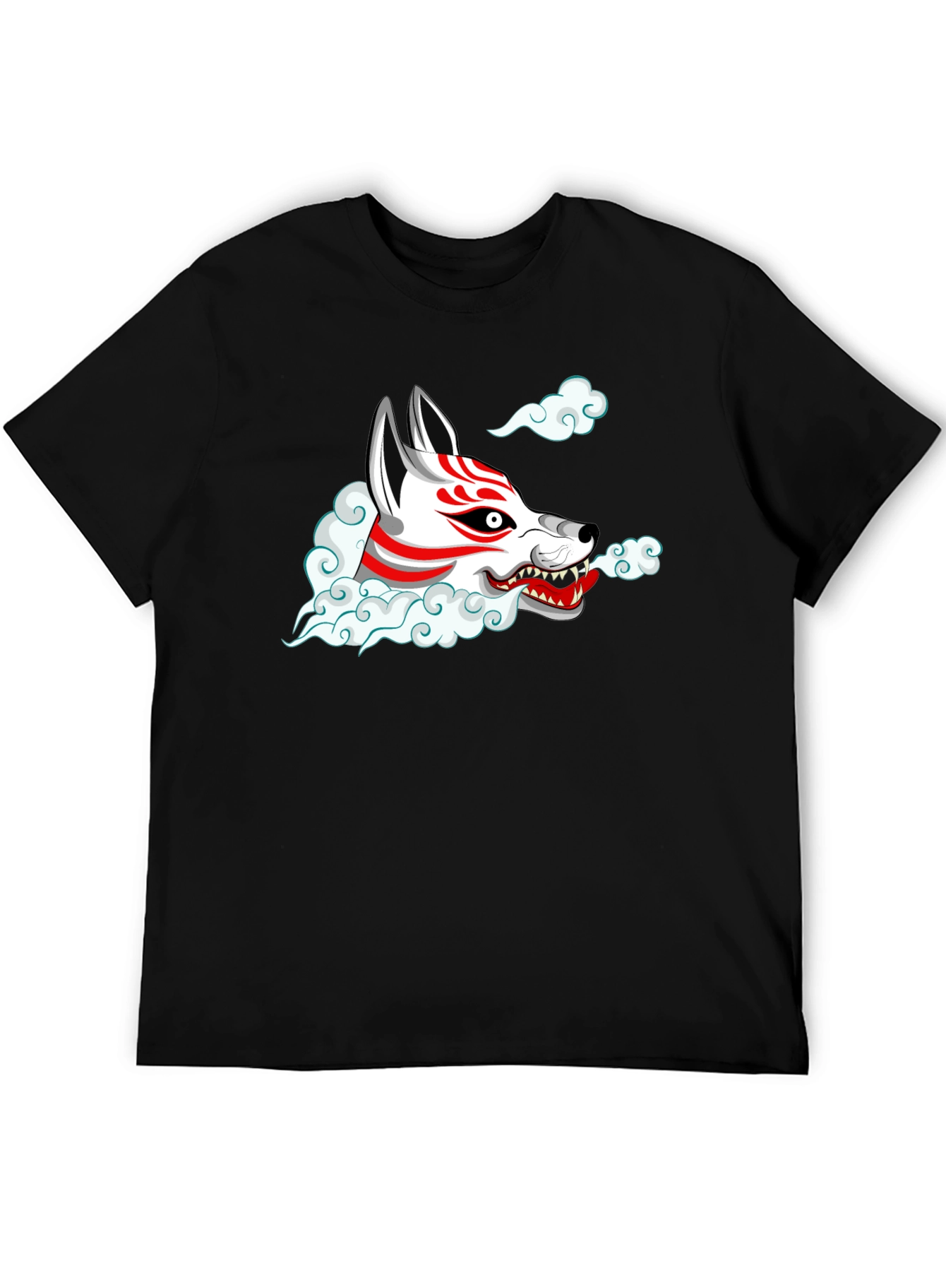 Fox Mask Graphic Tee - Black Cotton T-Shirt