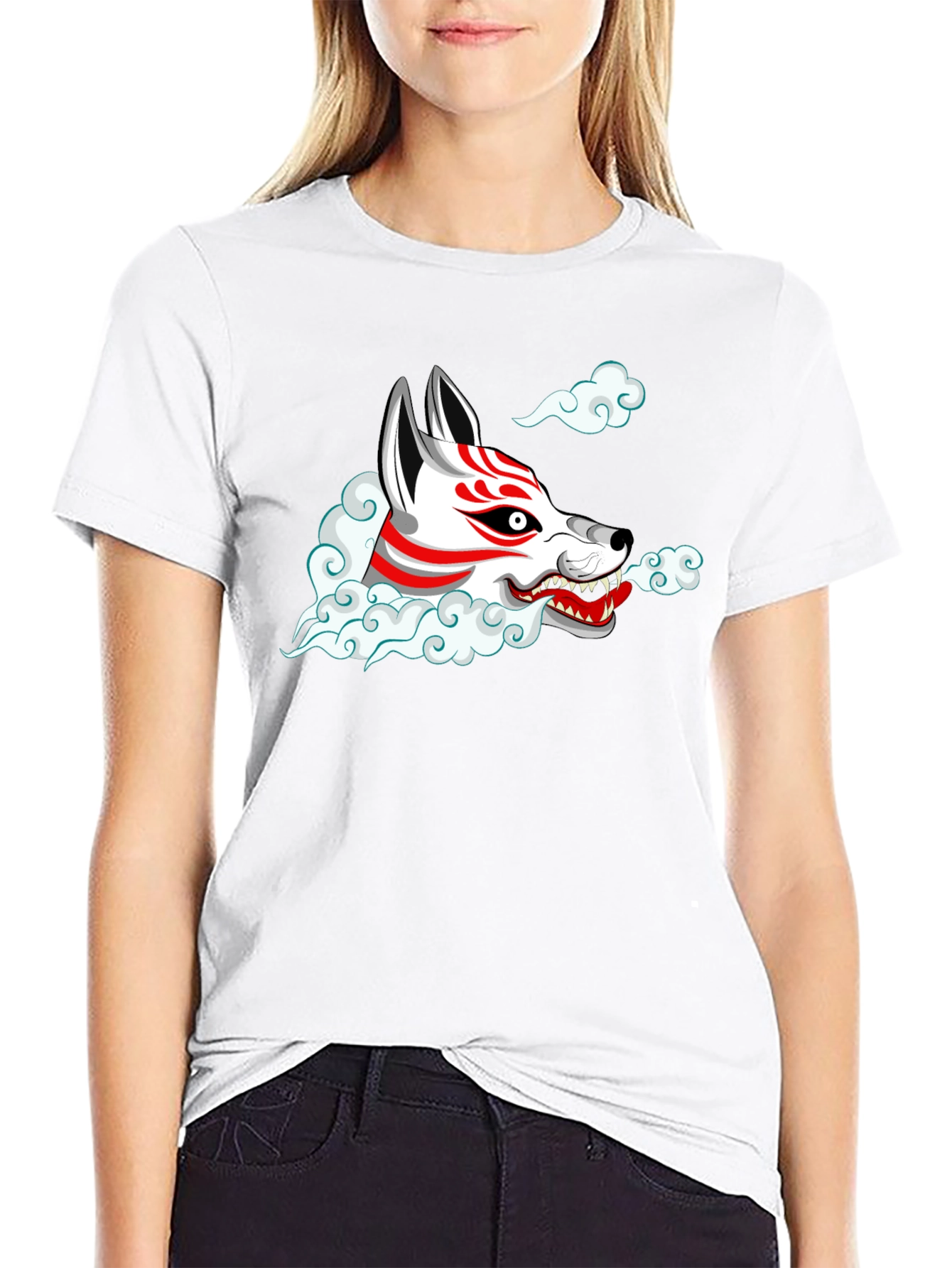 Fox Mask Graphic Tee - Black Cotton T-Shirt