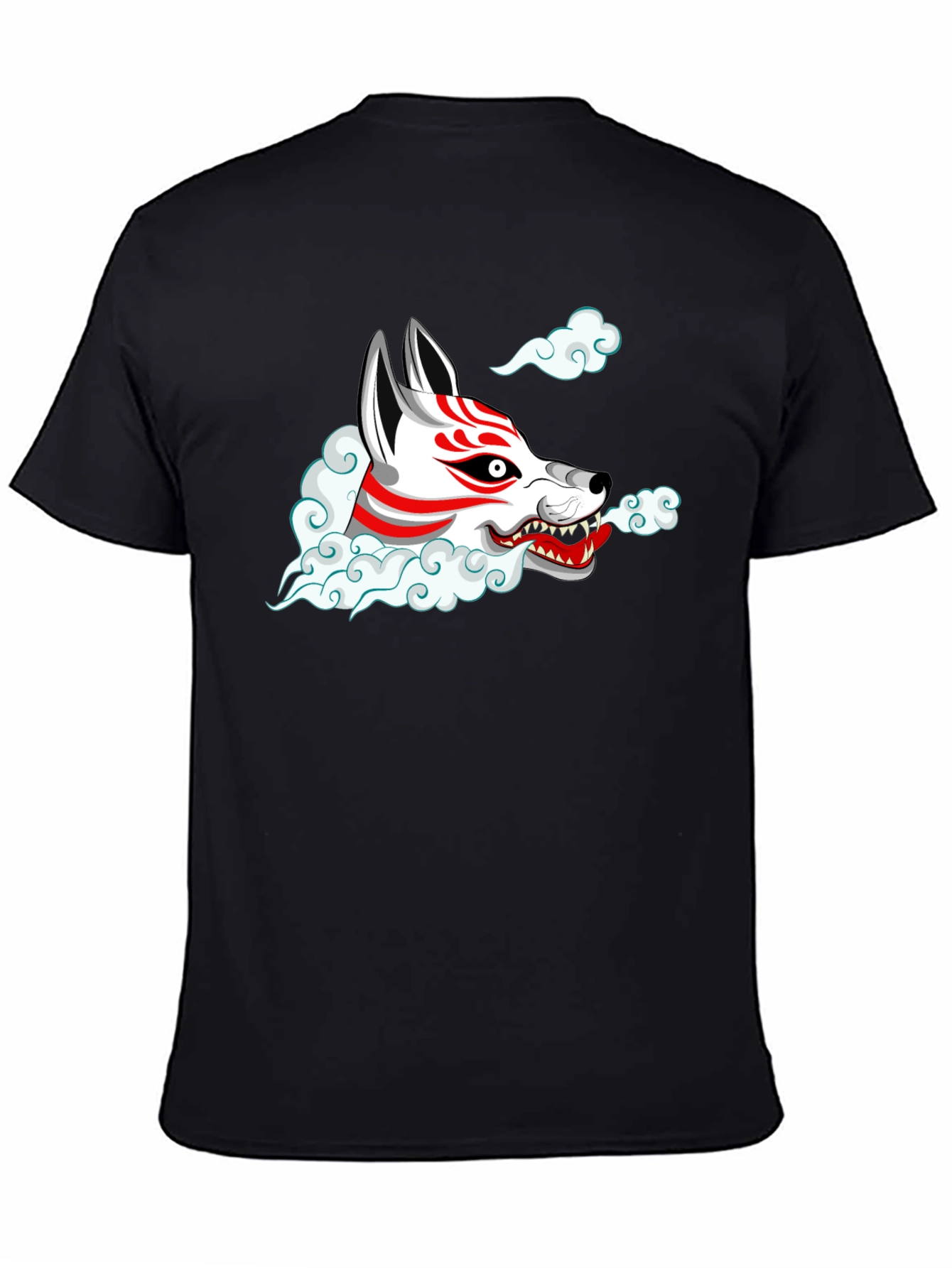 Fox Mask Graphic Tee - Black Cotton T-Shirt