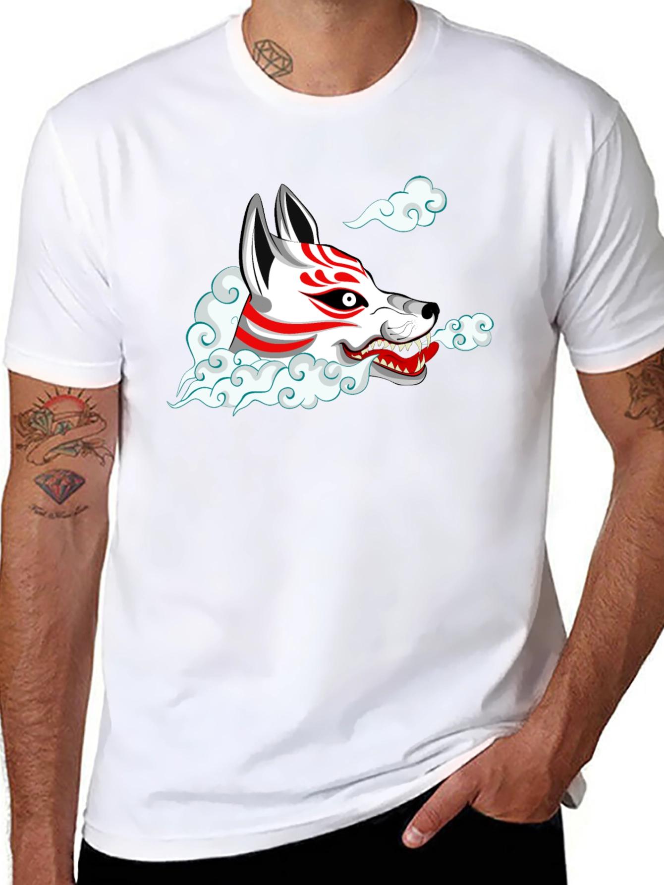 Fox Mask Graphic Tee - Black Cotton T-Shirt