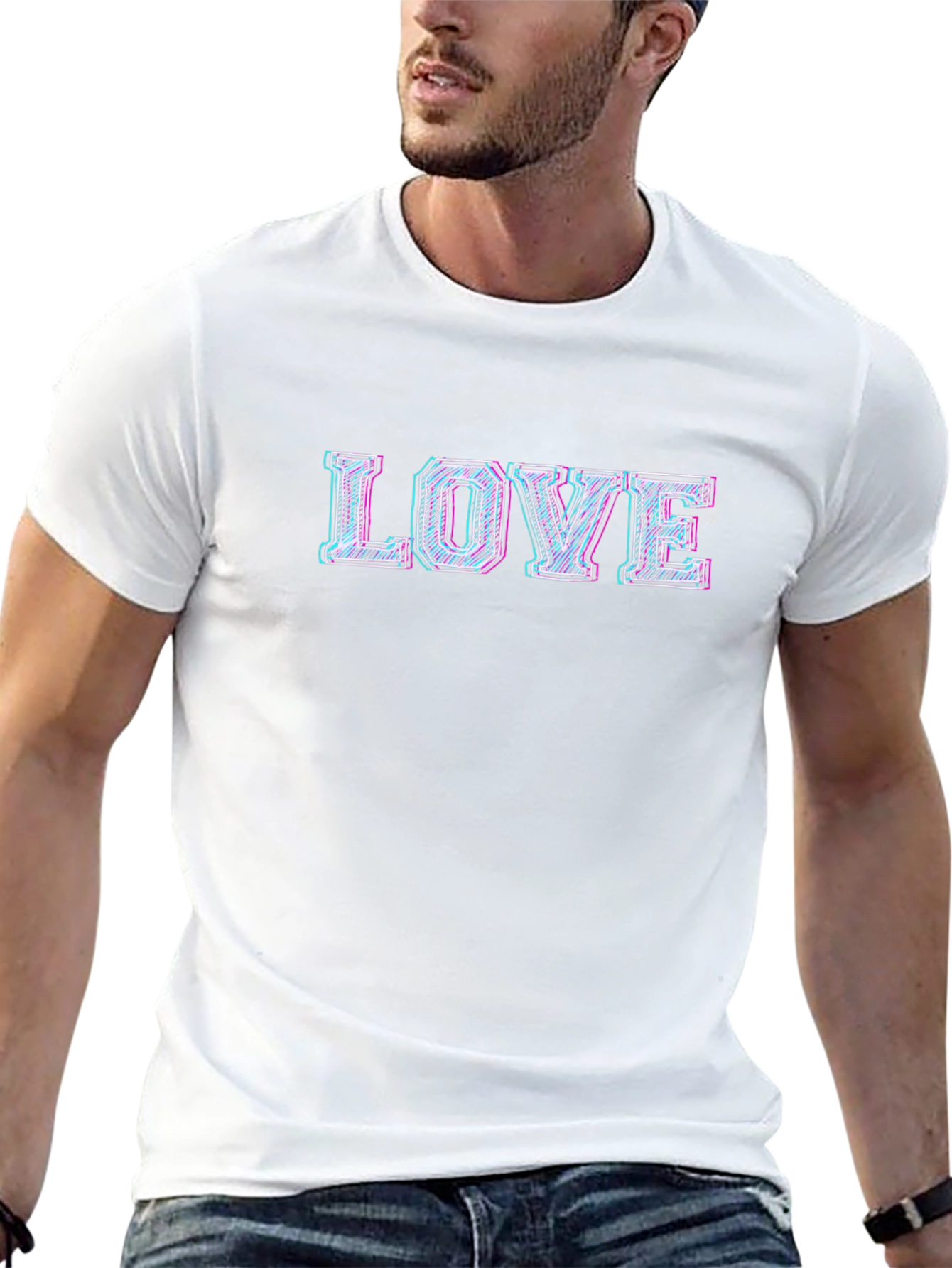 LOVE Graphic Print Mens Black T-Shirt