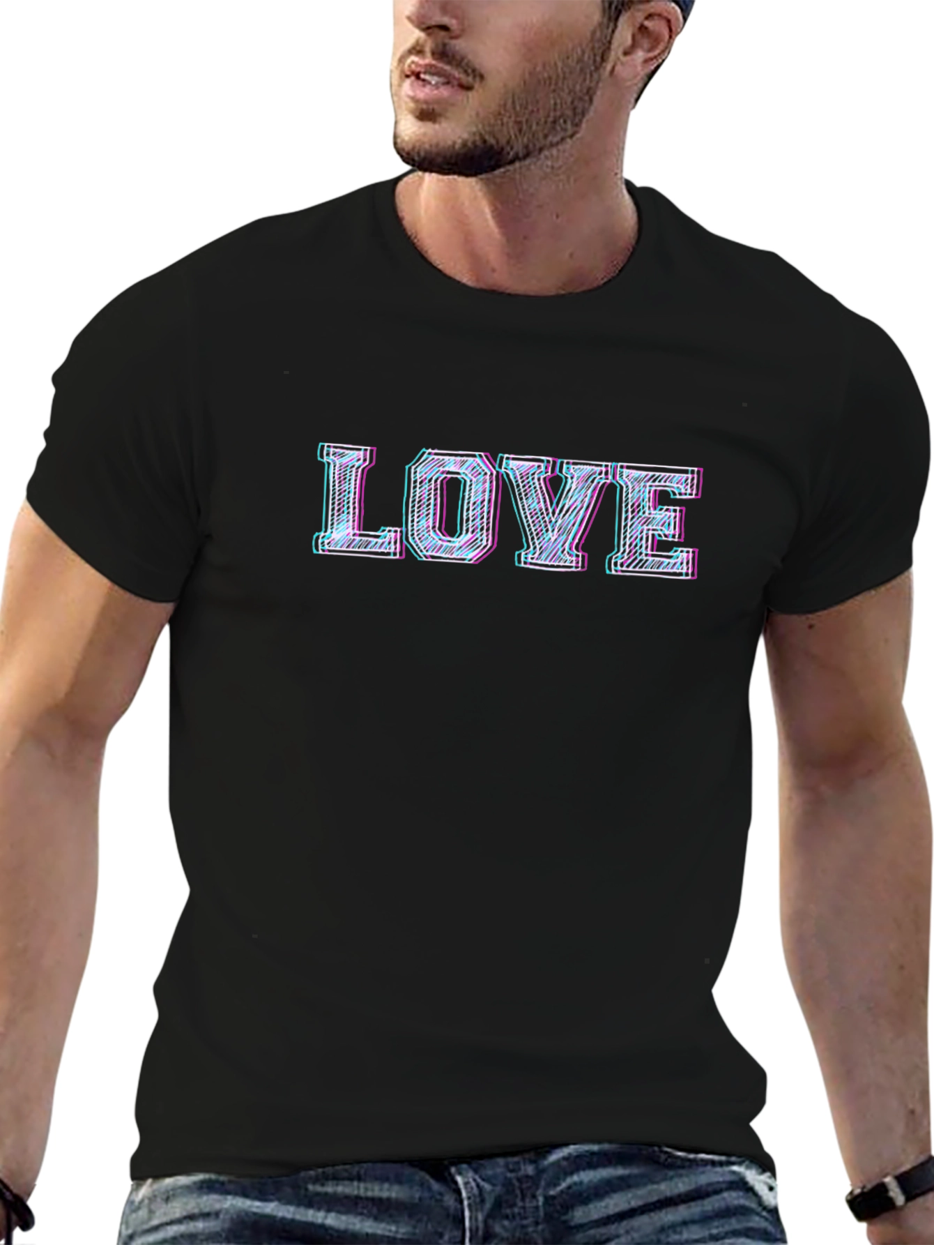 LOVE Graphic Print Mens Black T-Shirt