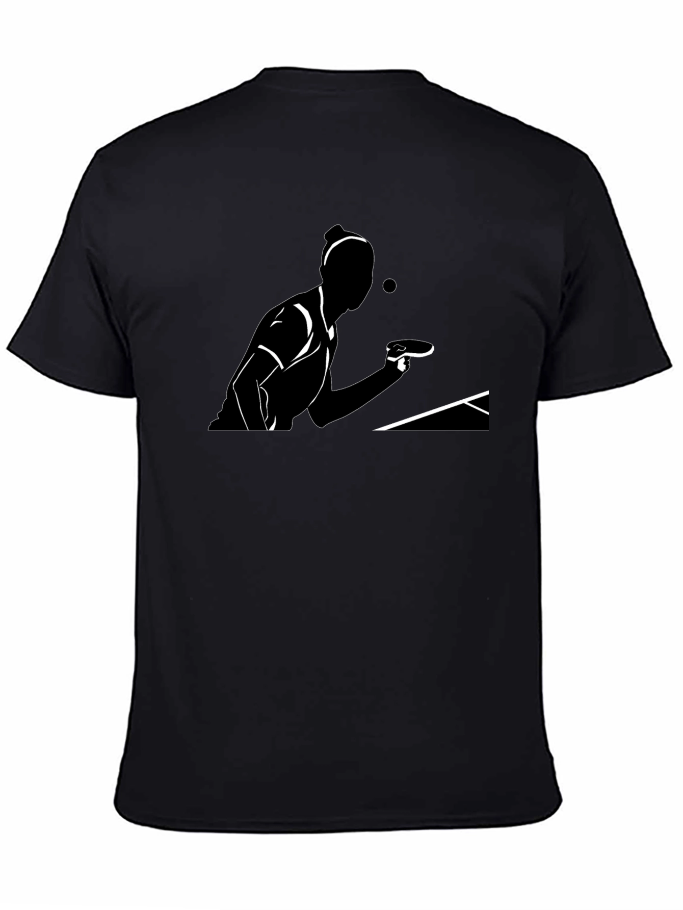Table Tennis Player Graphic Tee - Black Cotton T-Shirt