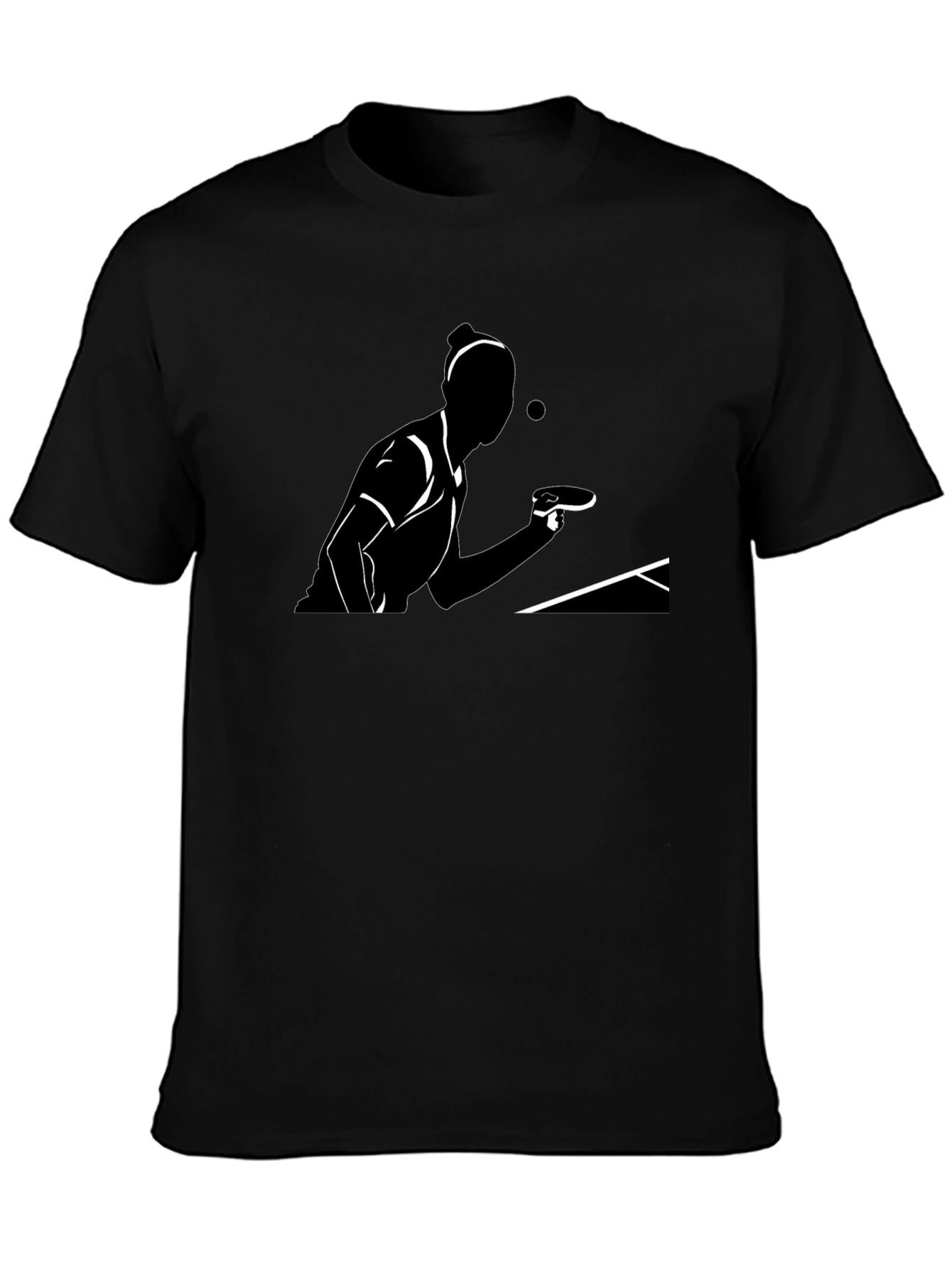 Table Tennis Player Graphic Tee - Black Cotton T-Shirt