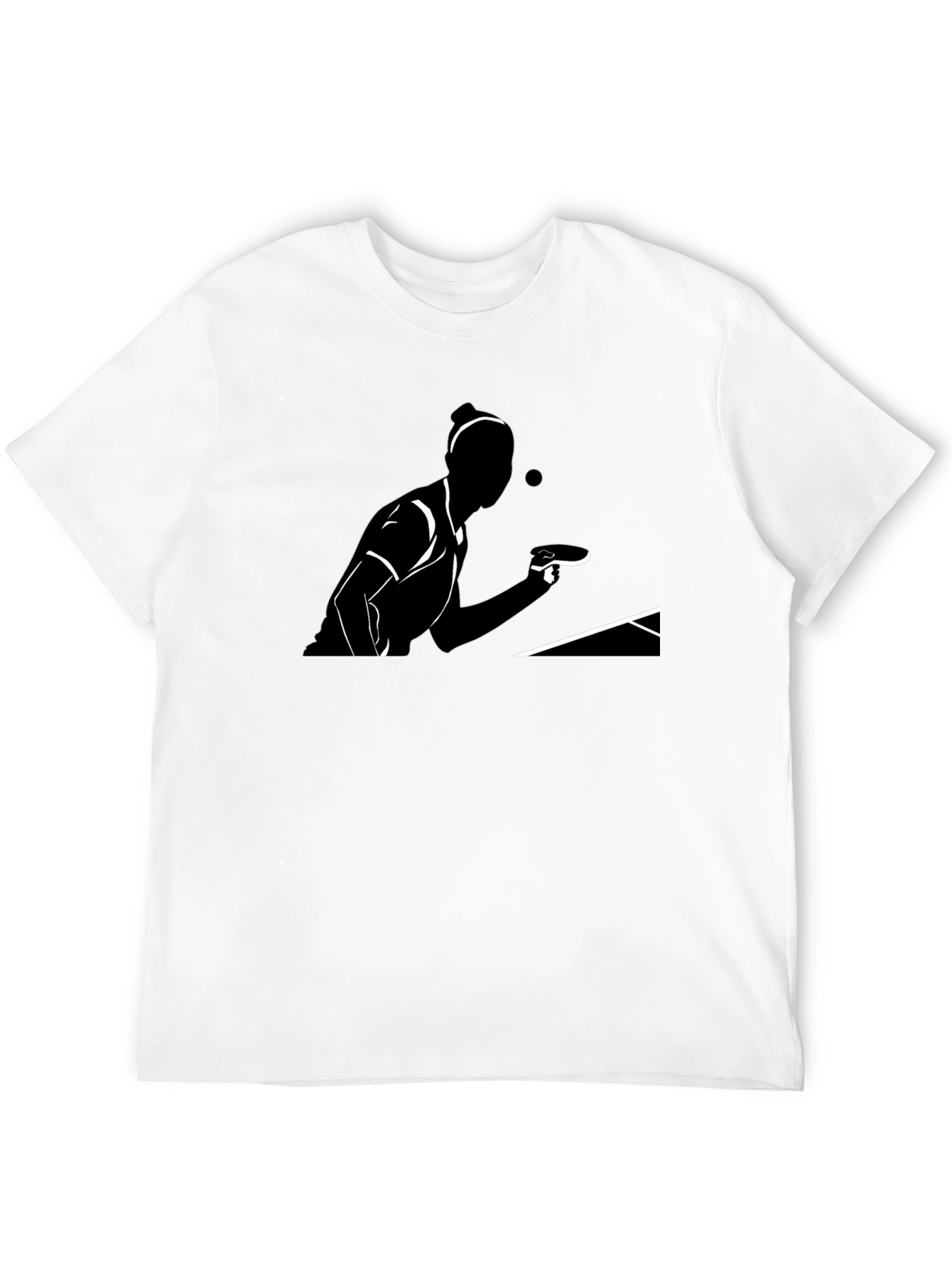 Table Tennis Player Graphic Tee - Black Cotton T-Shirt