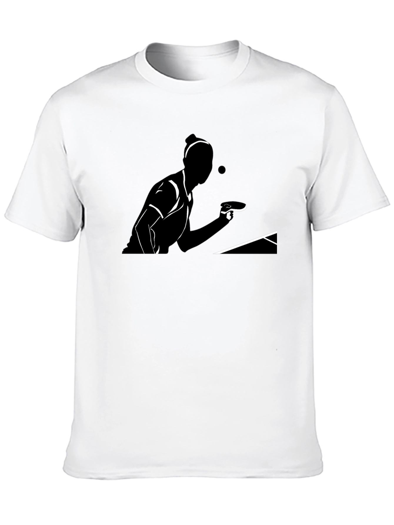 Table Tennis Player Graphic Tee - Black Cotton T-Shirt