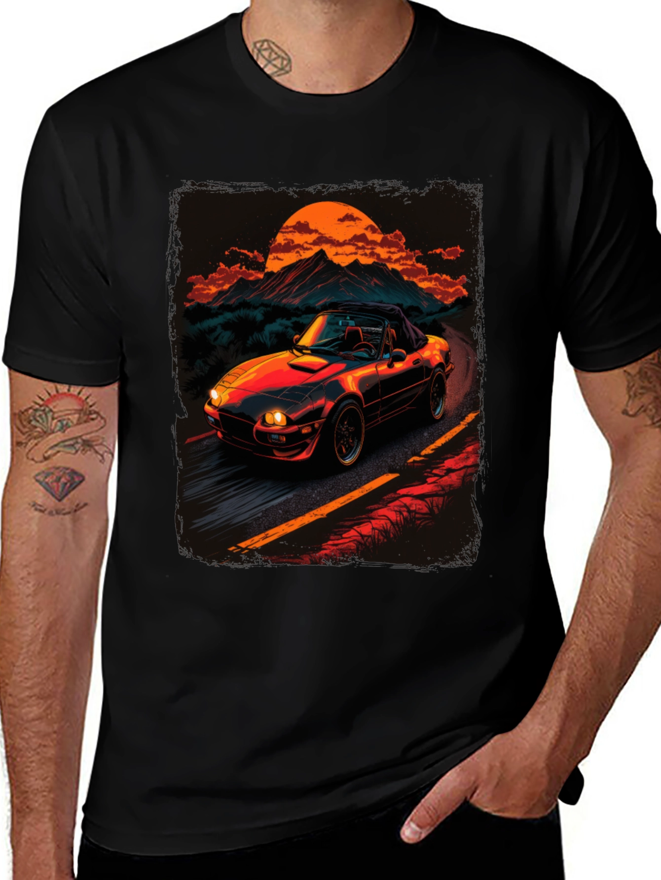 Retro Car Graphic Tee - Sunset Drive