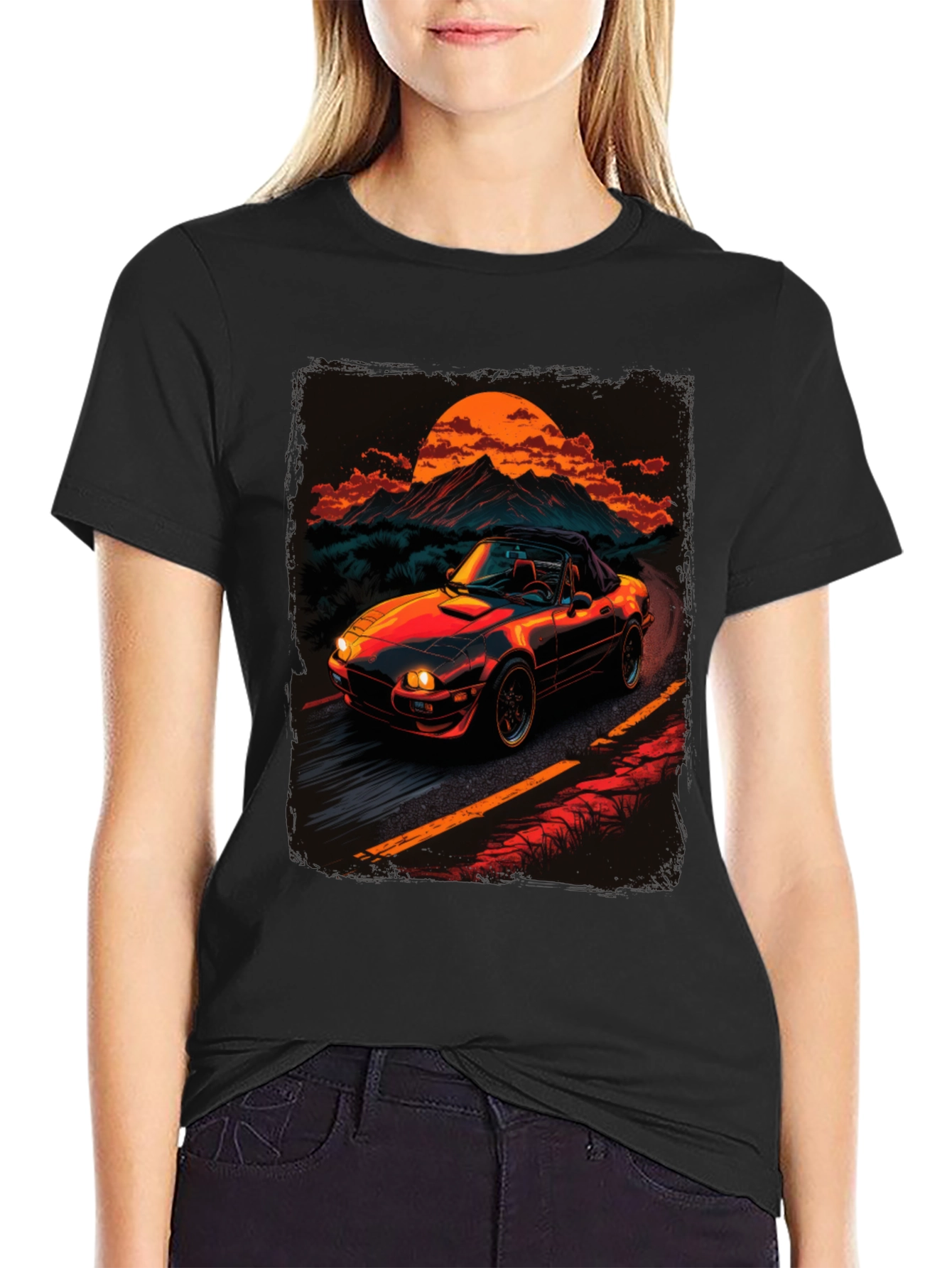 Retro Car Graphic Tee - Sunset Drive