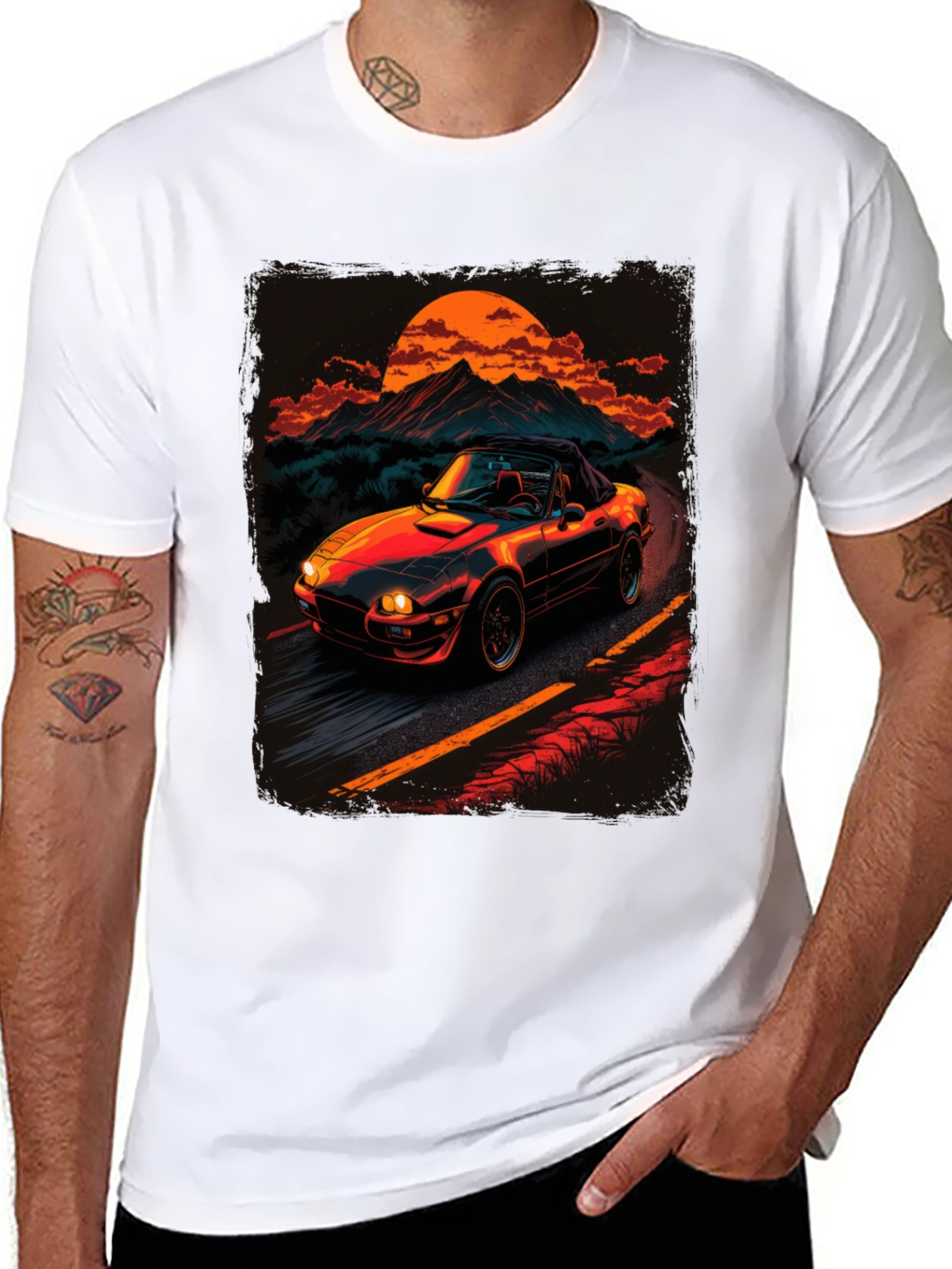 Retro Car Graphic Tee - Sunset Drive