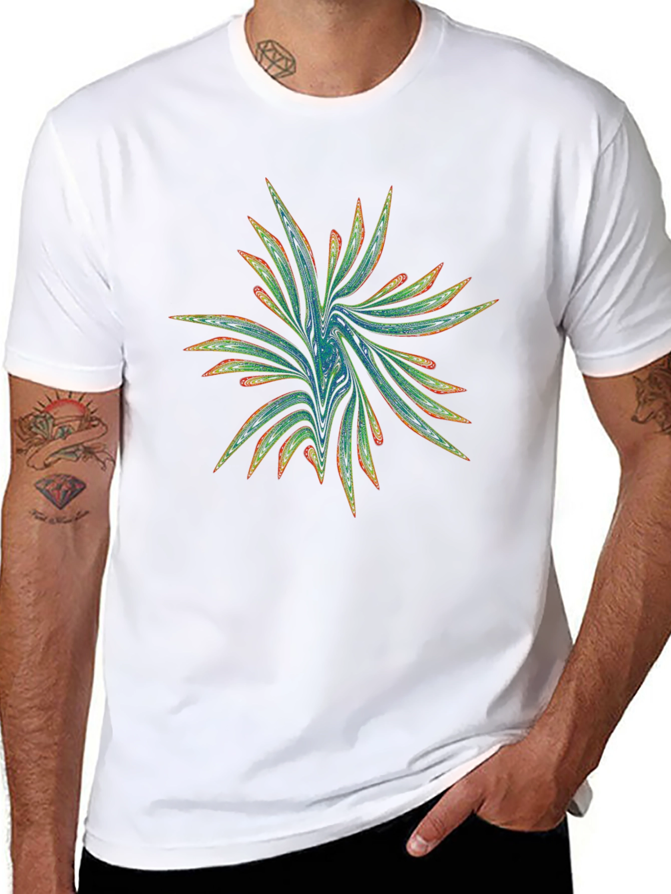 Abstract Fractal Graphic Print Mens T-Shirt
