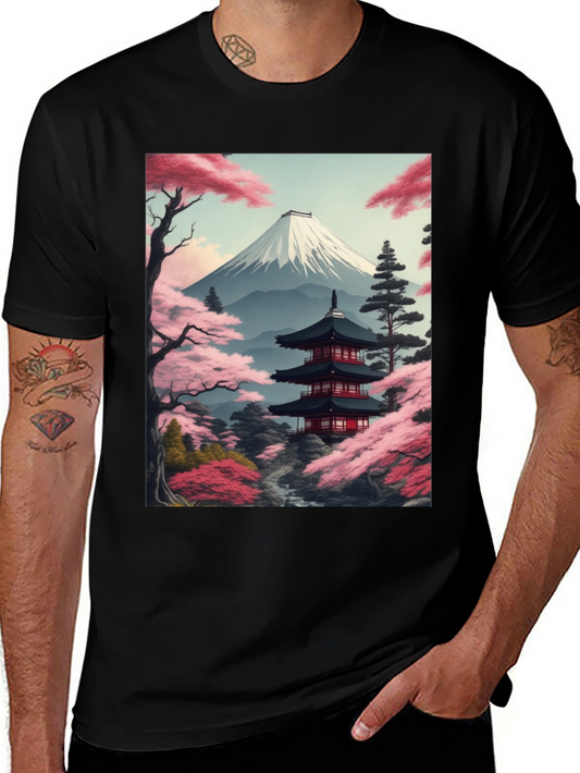 Mount Fuji Japan Art Graphic Tee