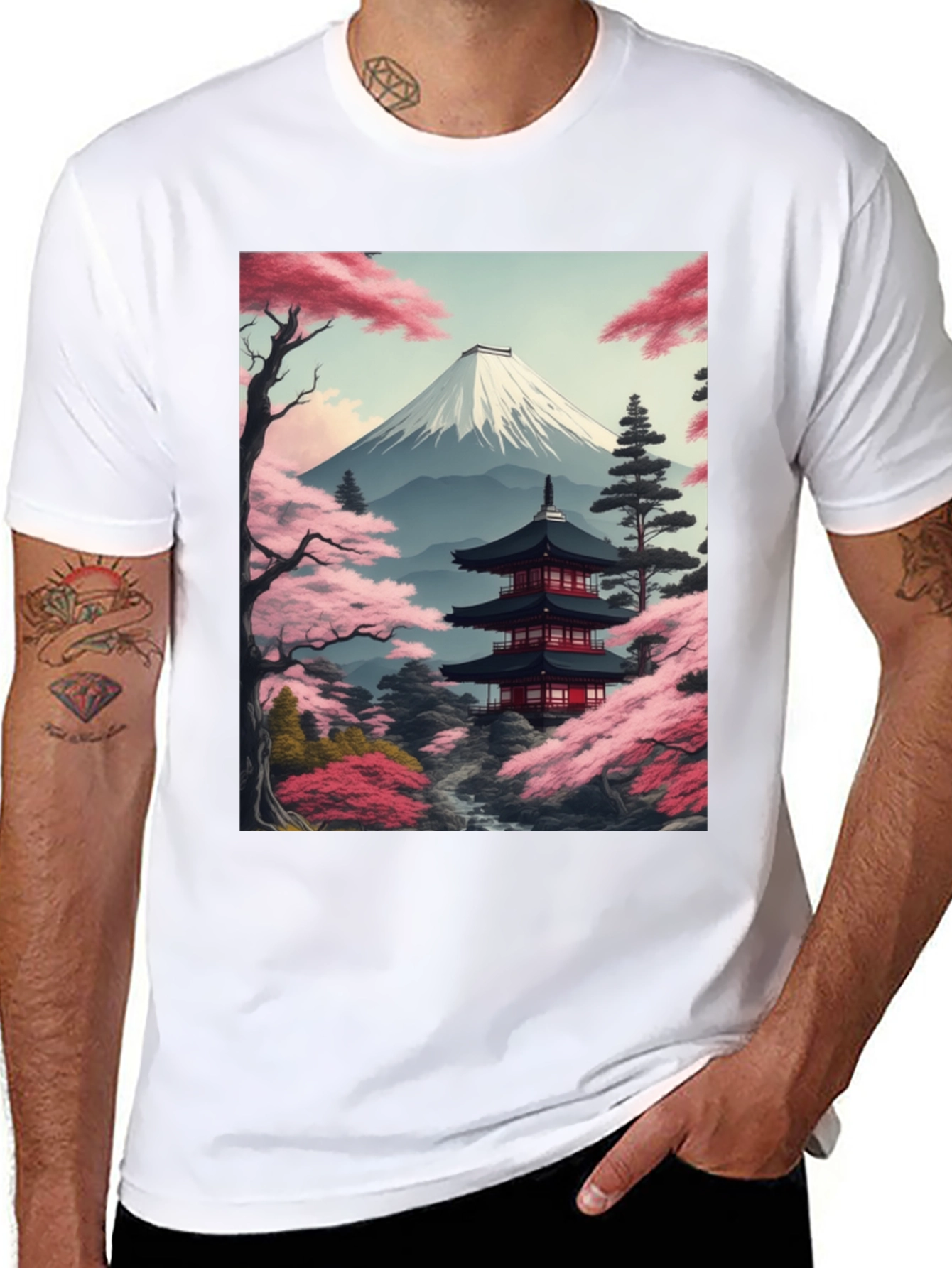 Mount Fuji Japan Art Graphic Tee