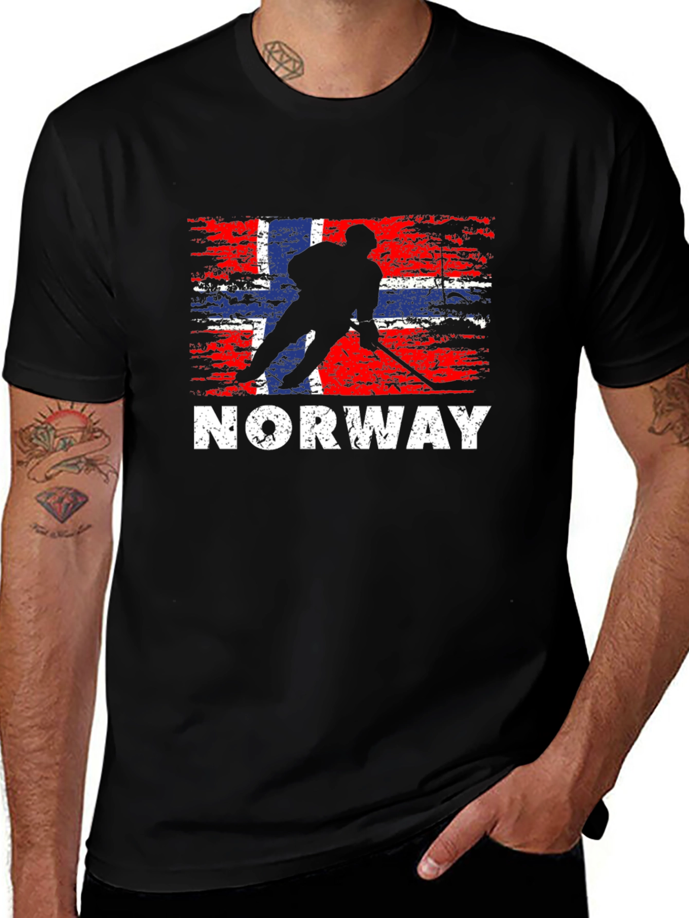 Norway Hockey Flag T-Shirt - Black