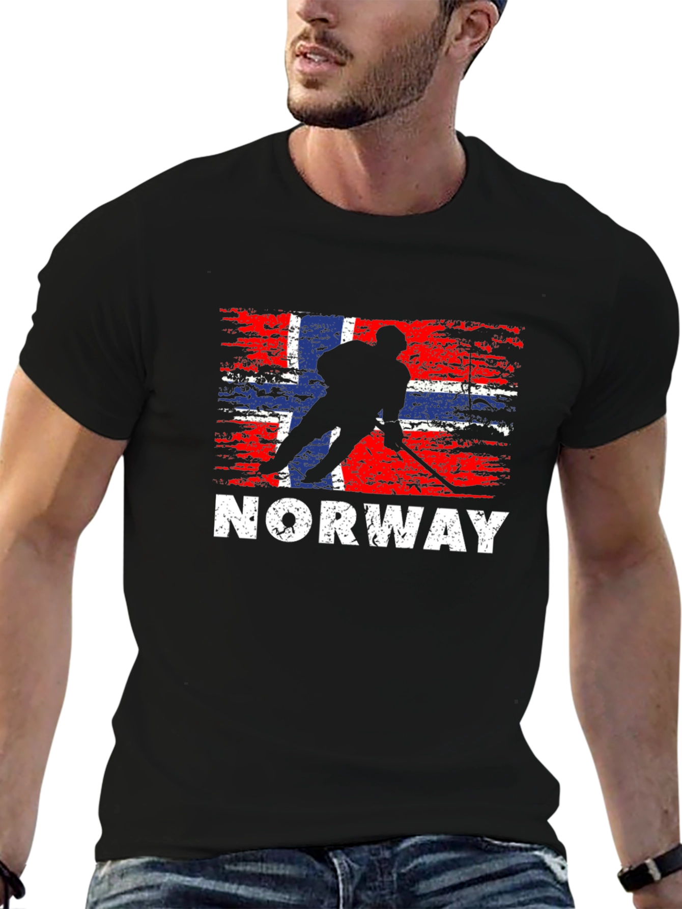 Norway Hockey Flag T-Shirt - Black