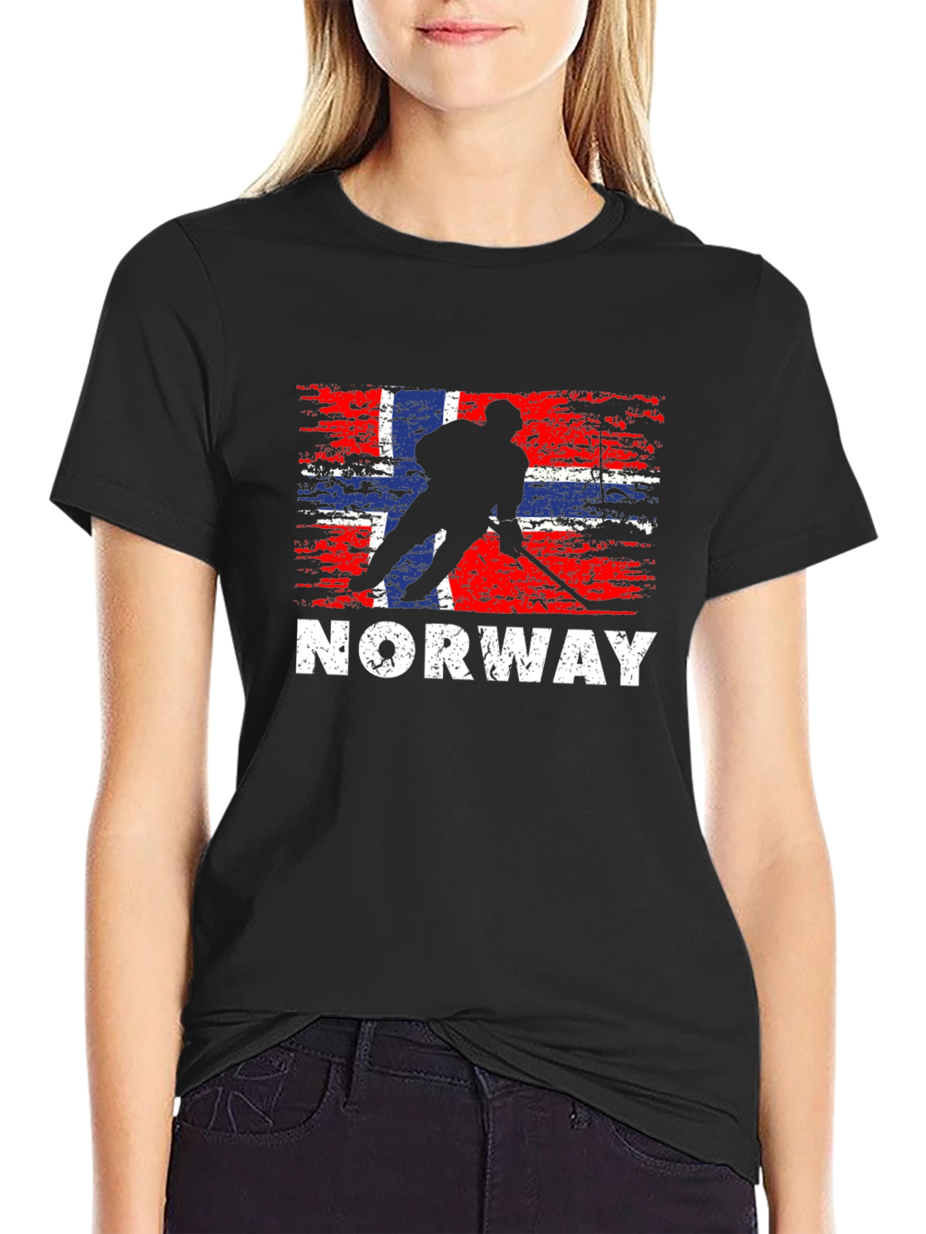 Norway Hockey Flag T-Shirt - Black