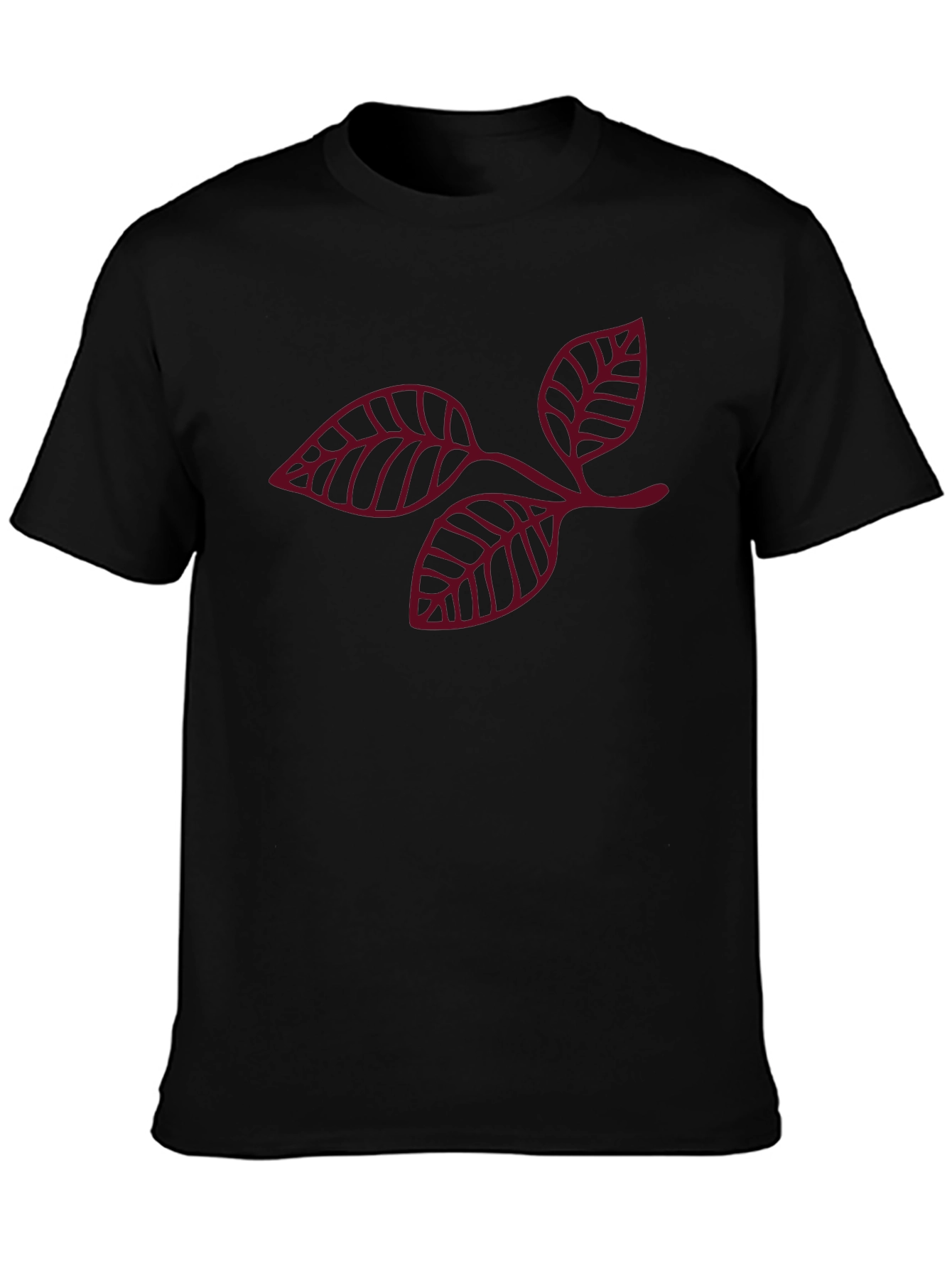 Leaf Outline Graphic Black T-Shirt