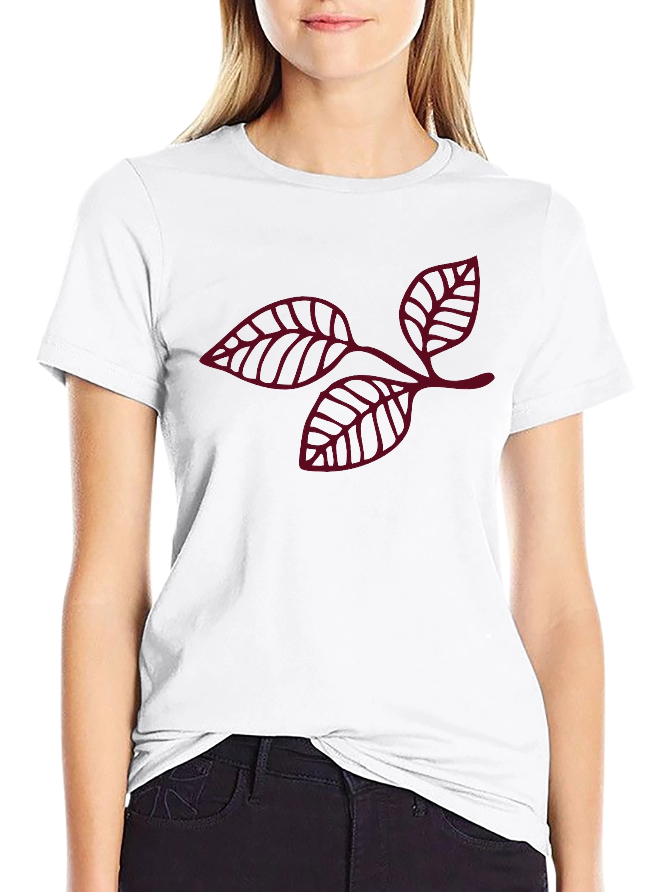 Leaf Outline Graphic Black T-Shirt